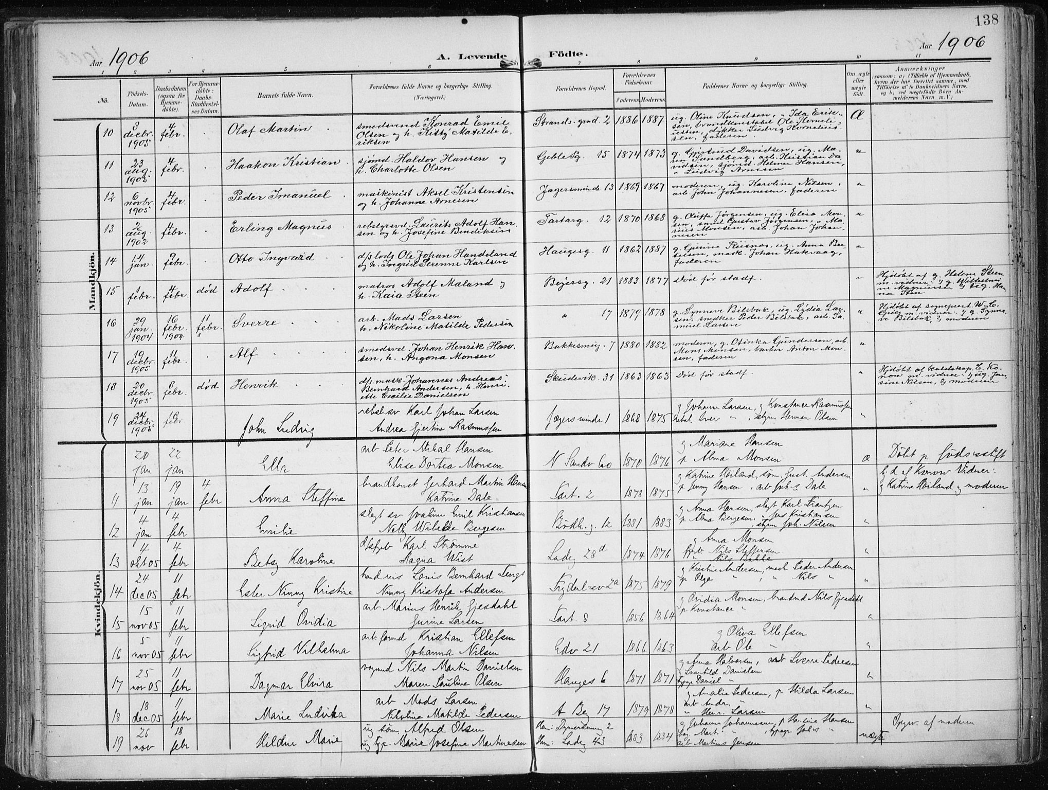 Sandviken Sokneprestembete, AV/SAB-A-77601/H/Ha/L0006: Parish register (official) no. B 3, 1901-1912, p. 138