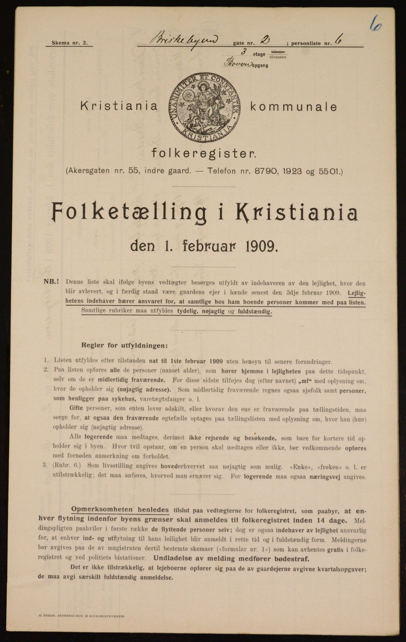 OBA, Municipal Census 1909 for Kristiania, 1909, p. 8544