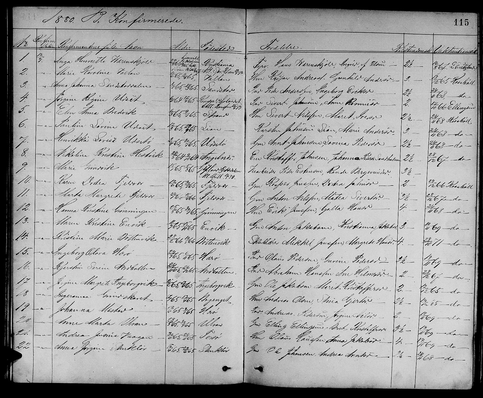Ministerialprotokoller, klokkerbøker og fødselsregistre - Sør-Trøndelag, SAT/A-1456/637/L0561: Parish register (copy) no. 637C02, 1873-1882, p. 115