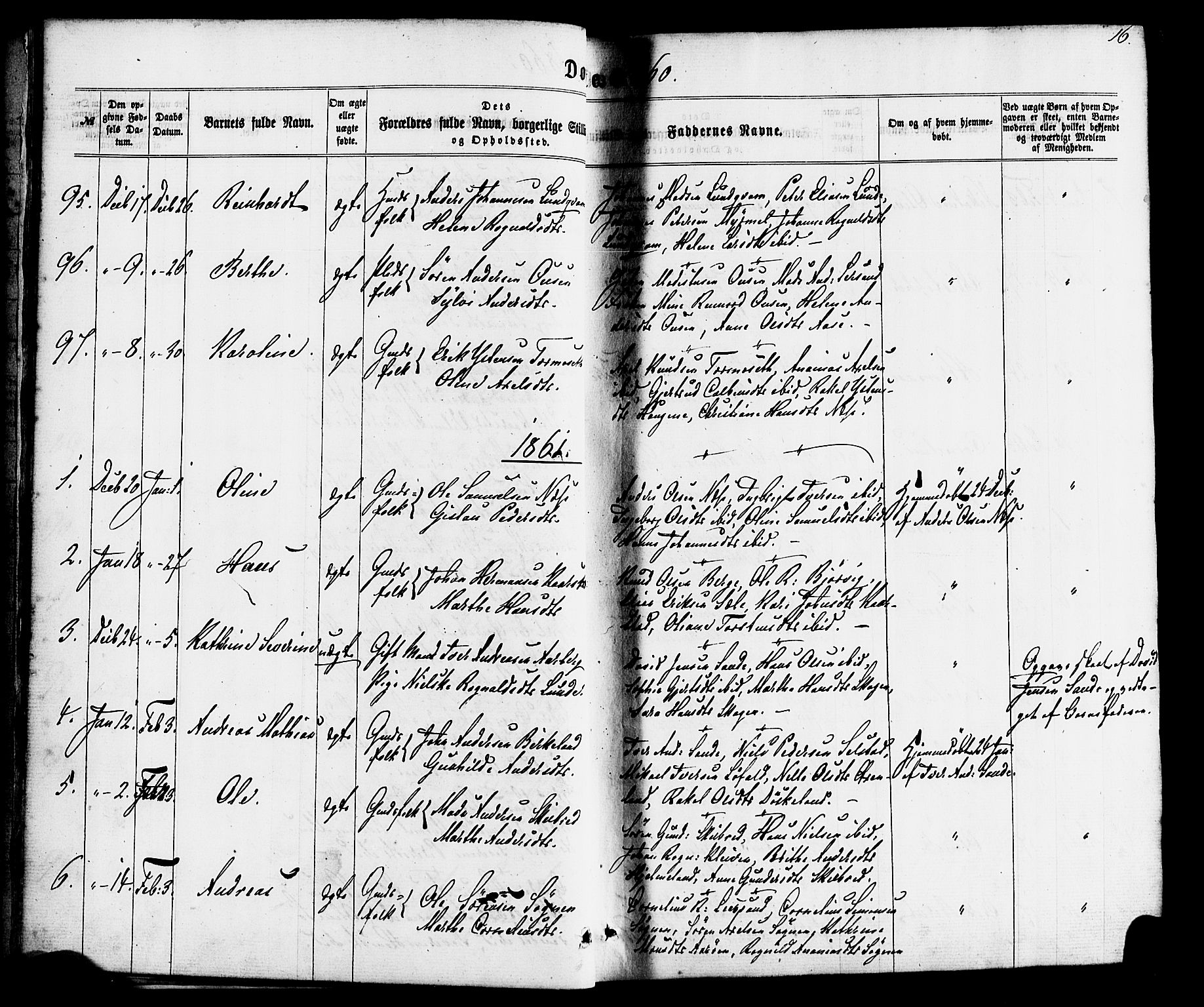 Gaular sokneprestembete, SAB/A-80001/H/Haa: Parish register (official) no. A 5, 1860-1881, p. 16