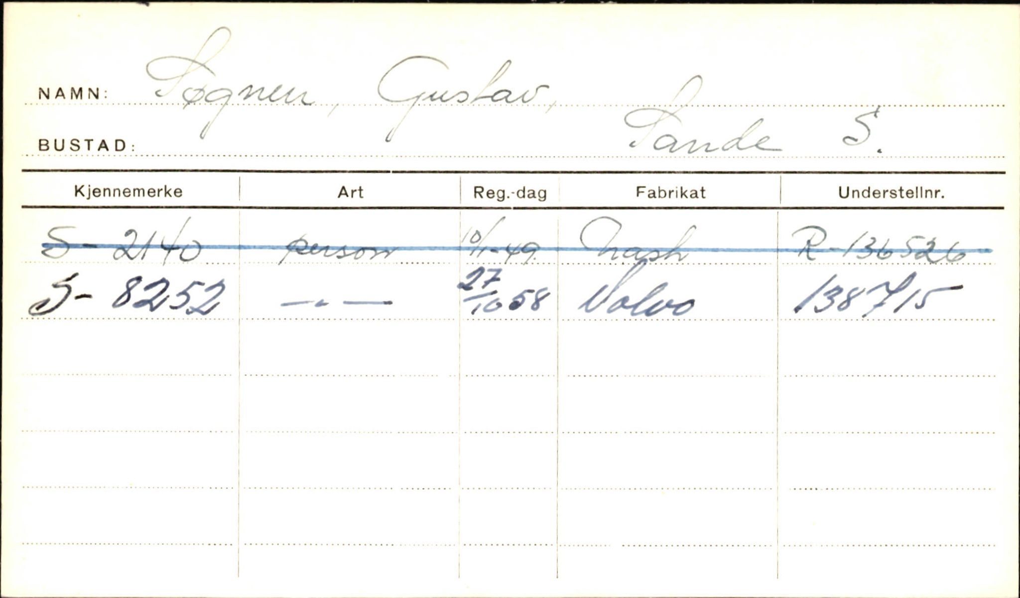 Statens vegvesen, Sogn og Fjordane vegkontor, AV/SAB-A-5301/4/F/L0002: Eigarregister Fjordane til 1.6.1961, 1930-1961, p. 50