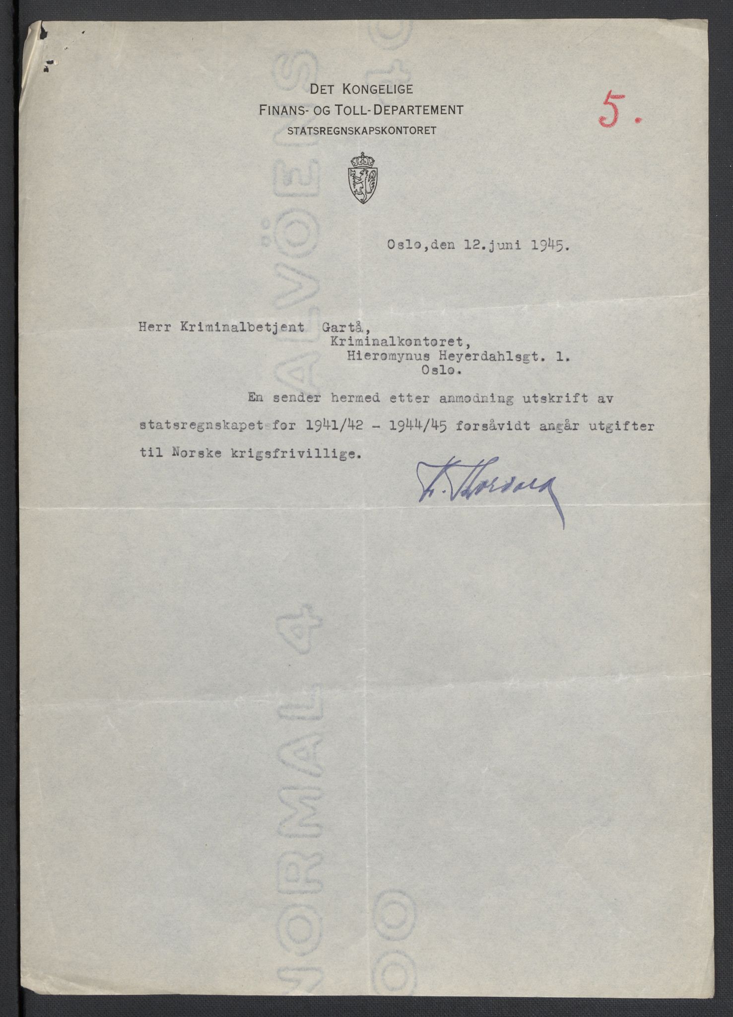 Landssvikarkivet, Oslo politikammer, AV/RA-S-3138-01/D/Da/L0003: Dnr. 29, 1945, p. 2821