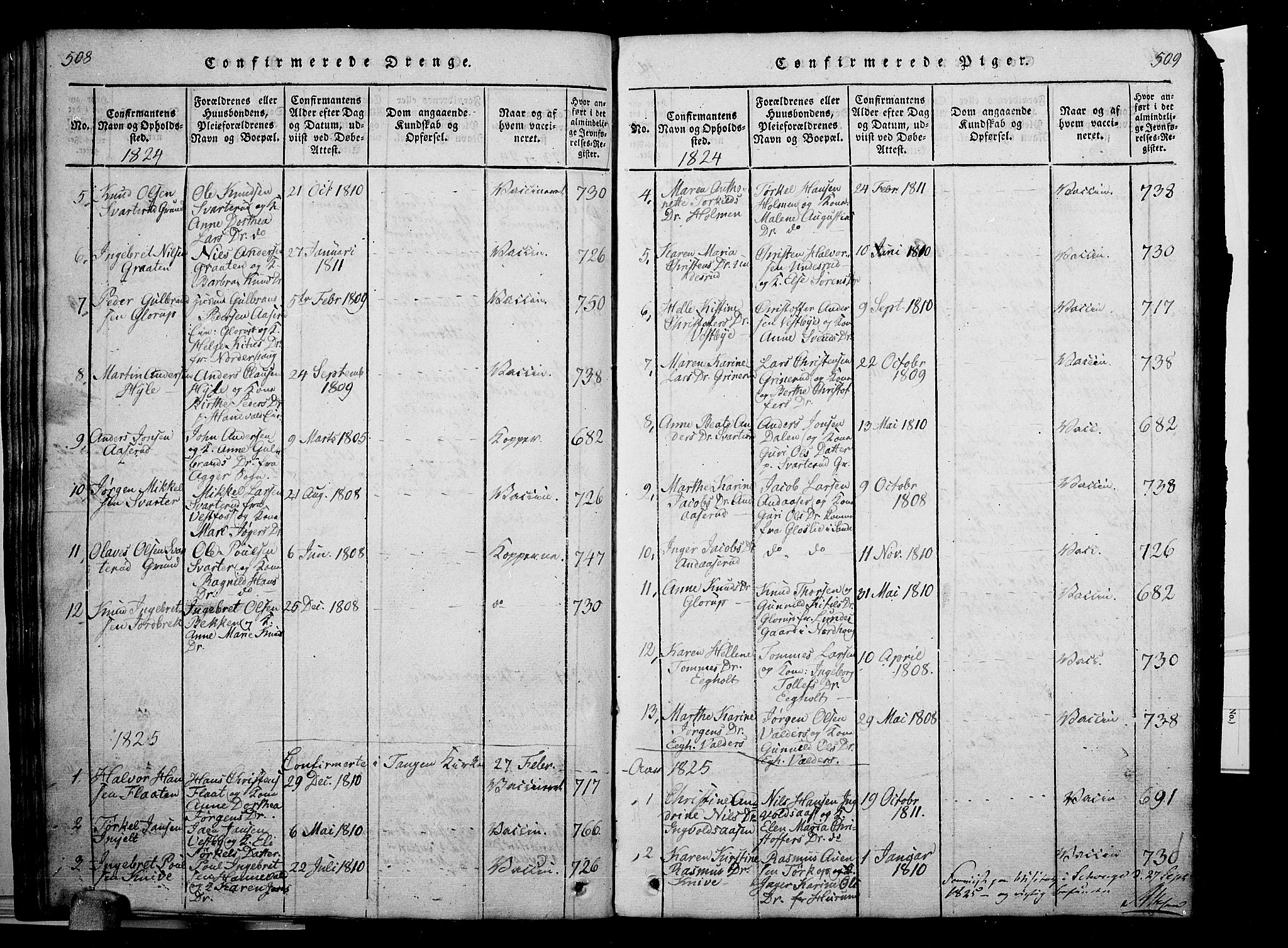 Skoger kirkebøker, SAKO/A-59/G/Ga/L0001: Parish register (copy) no. I 1, 1814-1845, p. 508-509