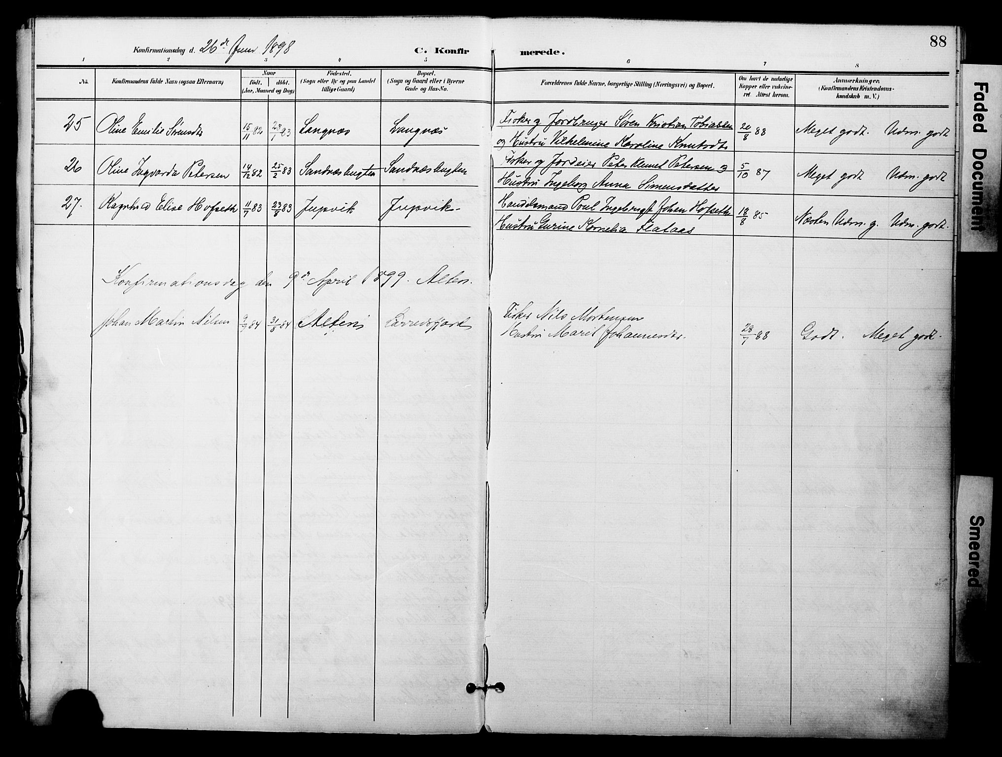 Talvik sokneprestkontor, SATØ/S-1337/H/Ha/L0014kirke: Parish register (official) no. 14, 1897-1905, p. 88