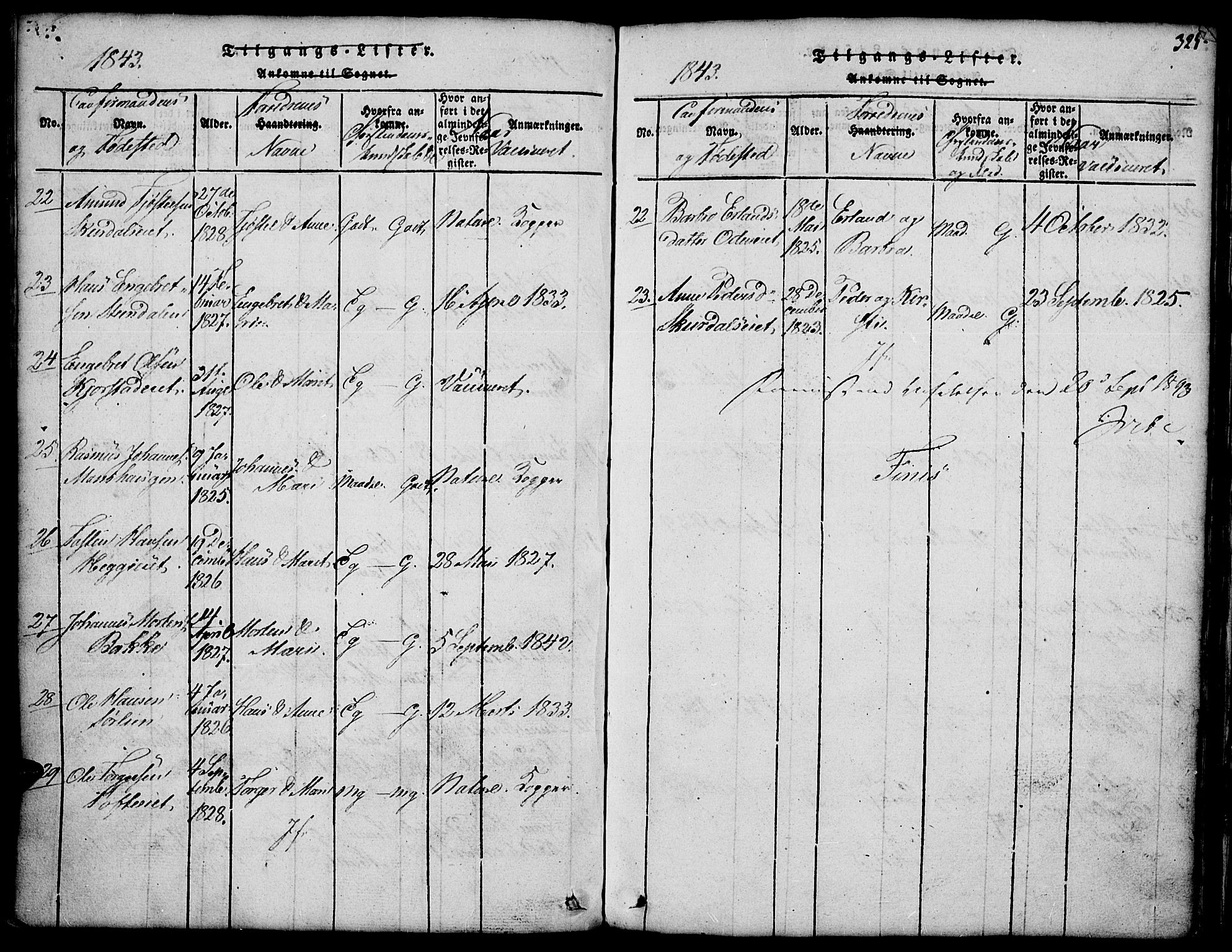 Fron prestekontor, AV/SAH-PREST-078/H/Ha/Hab/L0001: Parish register (copy) no. 1, 1816-1843, p. 325