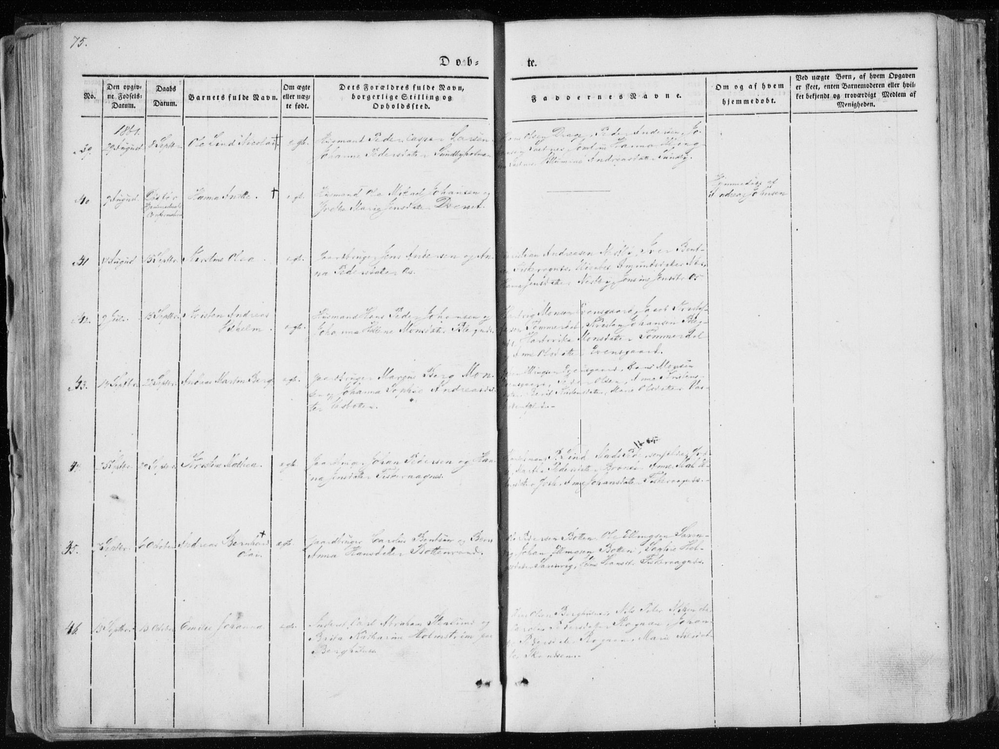 Ministerialprotokoller, klokkerbøker og fødselsregistre - Nordland, AV/SAT-A-1459/847/L0666: Parish register (official) no. 847A06, 1842-1871, p. 75