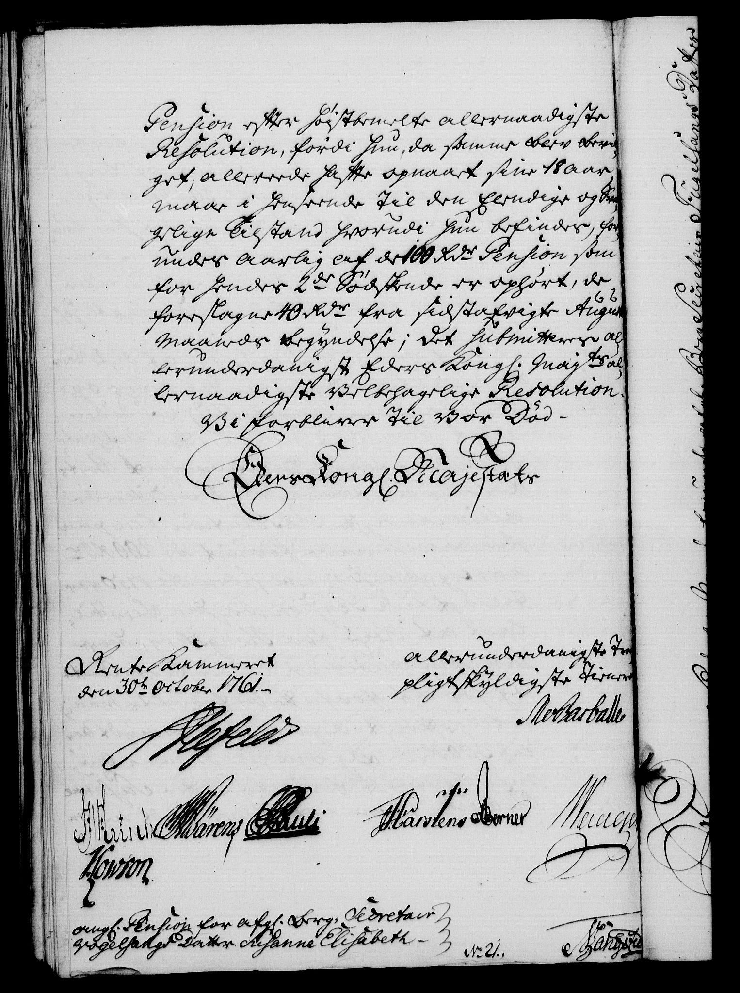 Rentekammeret, Kammerkanselliet, AV/RA-EA-3111/G/Gf/Gfa/L0043: Norsk relasjons- og resolusjonsprotokoll (merket RK 52.43), 1761, p. 472