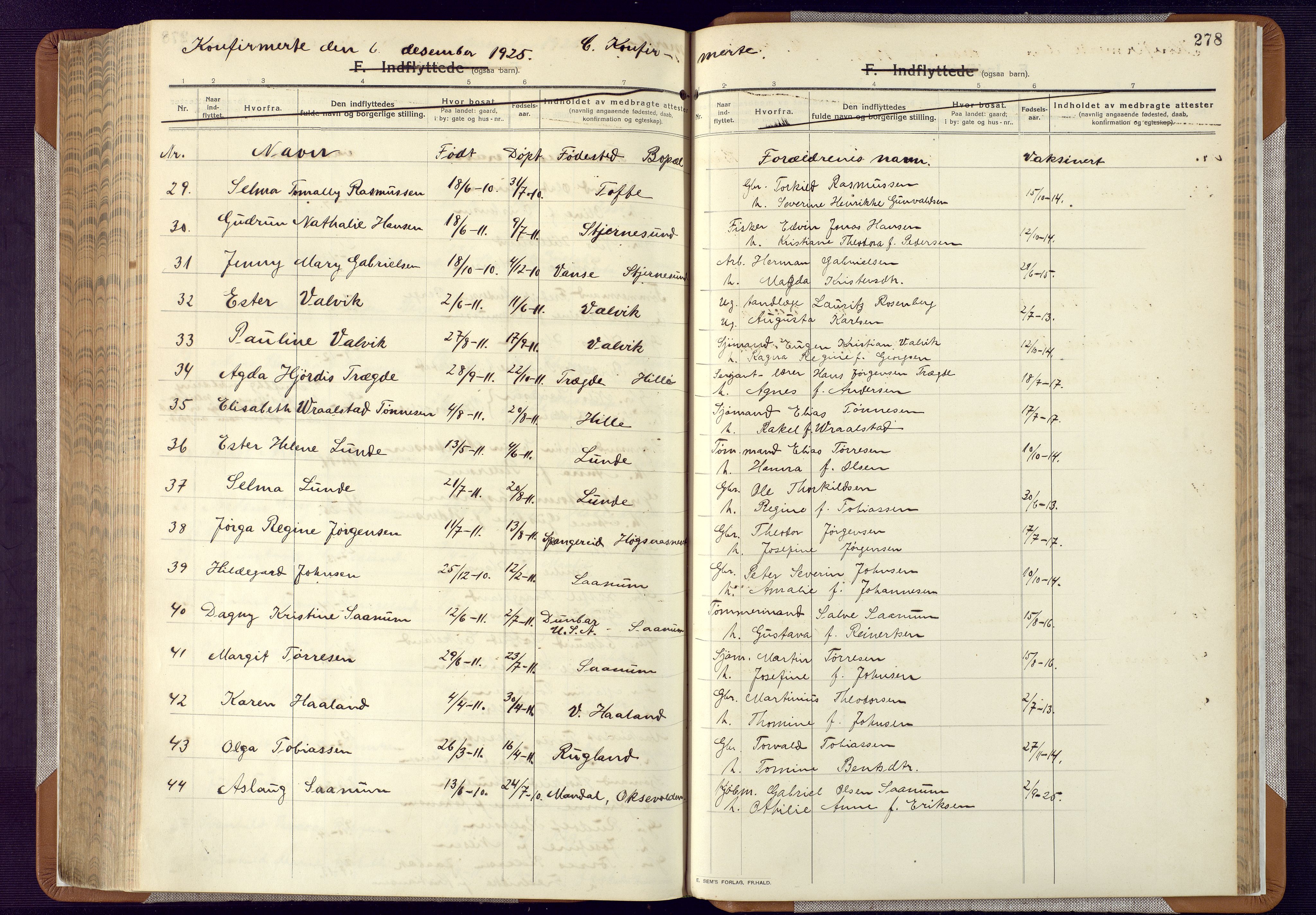 Mandal sokneprestkontor, AV/SAK-1111-0030/F/Fa/Faa/L0022: Parish register (official) no. A 22, 1913-1925, p. 278