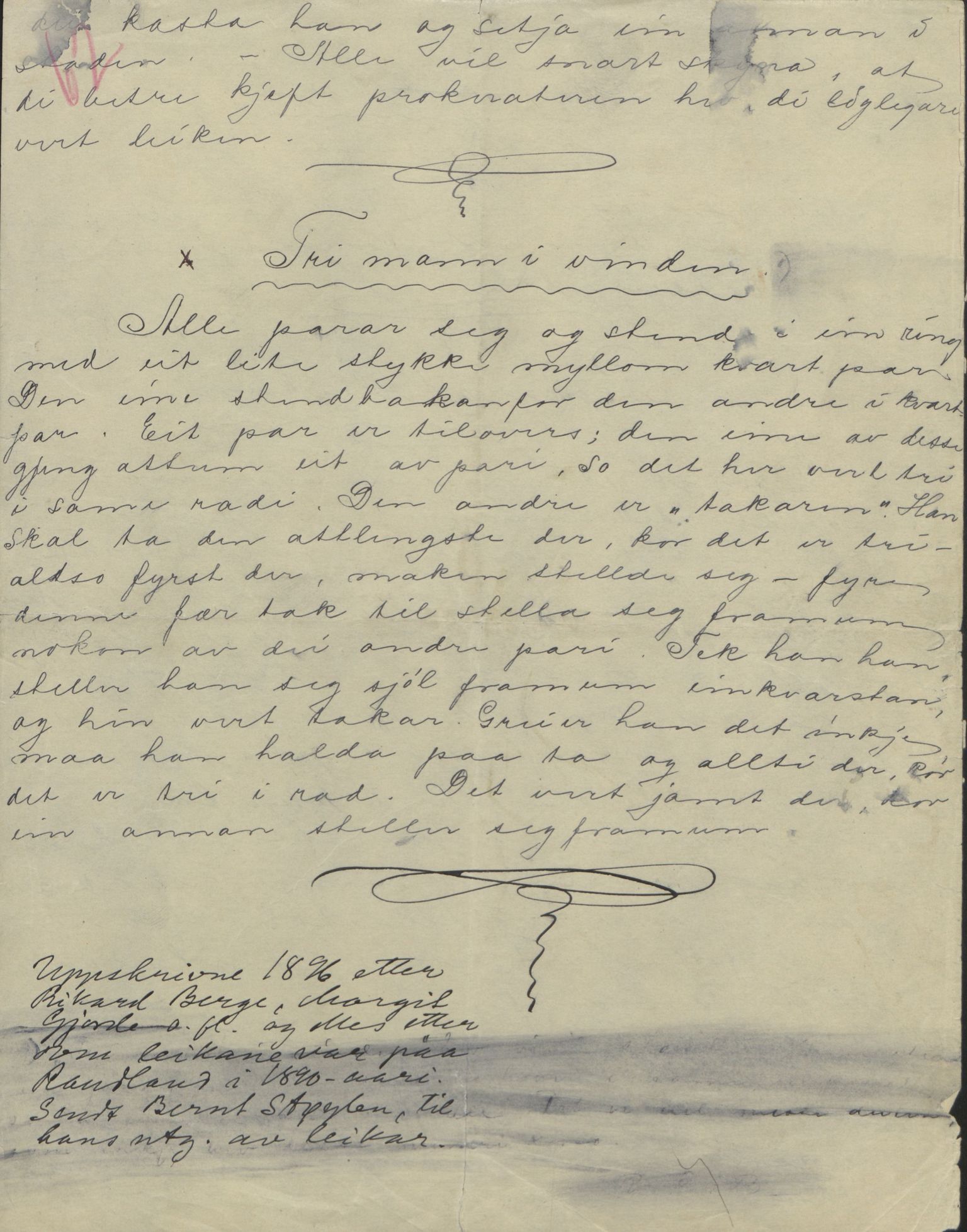 Rikard Berge, TEMU/TGM-A-1003/F/L0004/0053: 101-159 / 157 Manuskript, notatar, brev o.a. Nokre leiker, manuskript, 1906-1908, p. 62