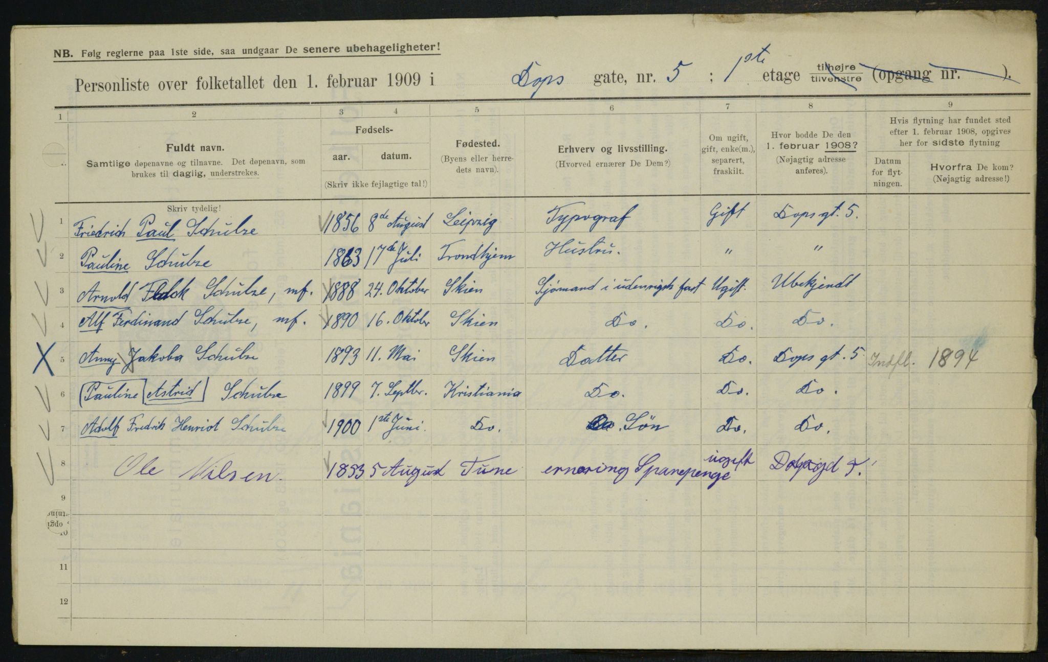 OBA, Municipal Census 1909 for Kristiania, 1909, p. 14517