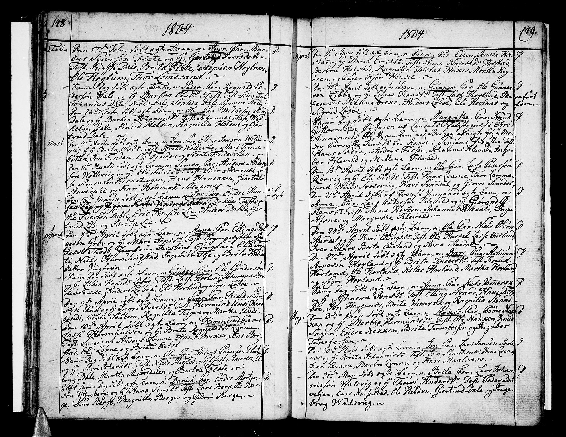 Vik sokneprestembete, SAB/A-81501: Parish register (official) no. A 5, 1787-1820, p. 148-149