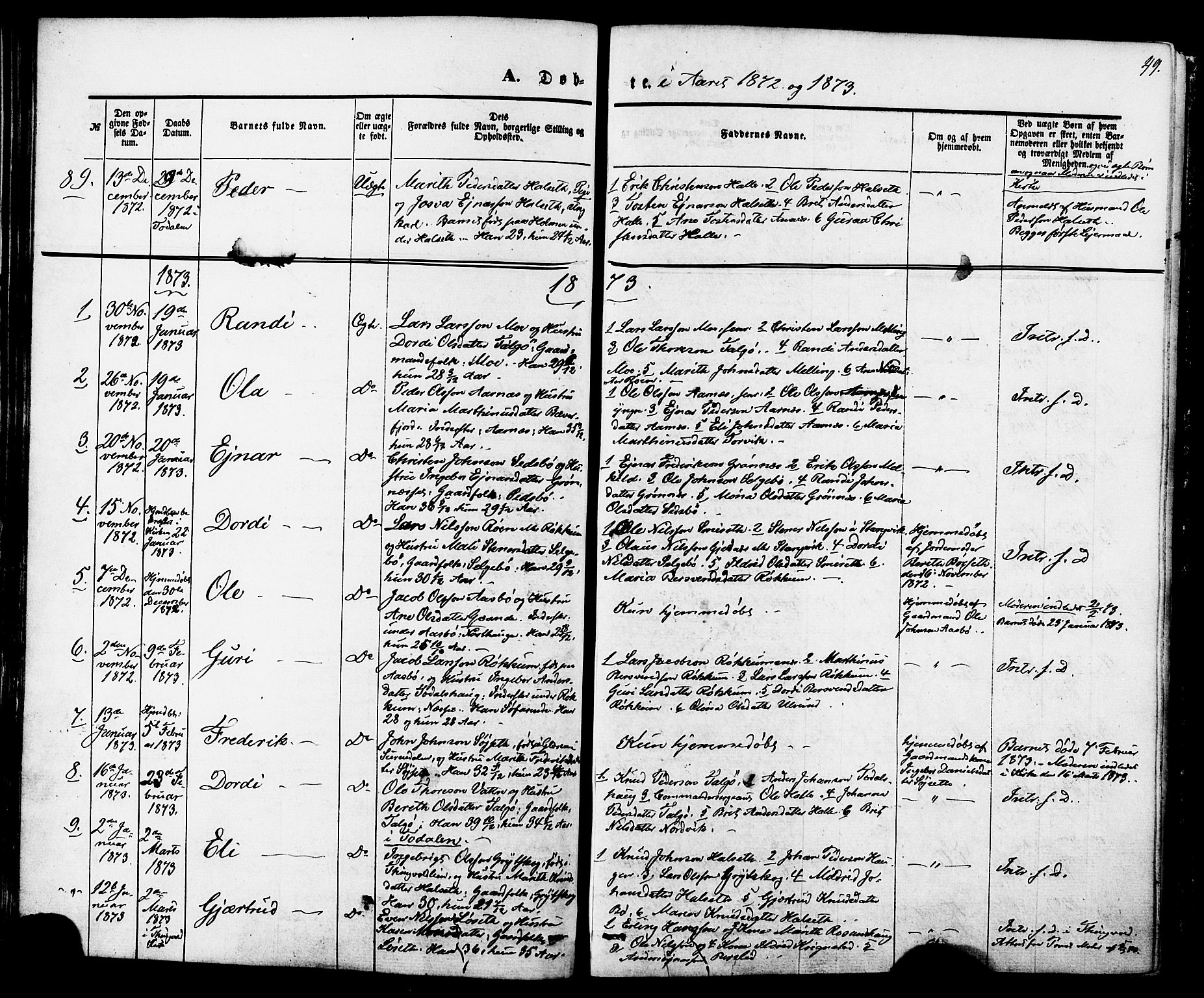 Ministerialprotokoller, klokkerbøker og fødselsregistre - Møre og Romsdal, AV/SAT-A-1454/592/L1027: Parish register (official) no. 592A05, 1865-1878, p. 49