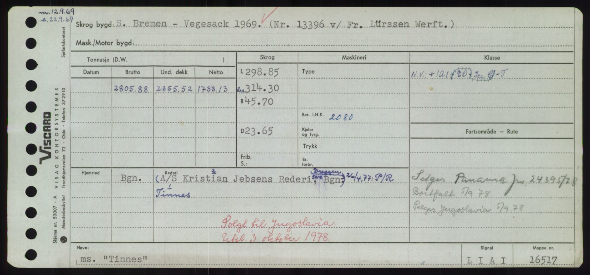 Sjøfartsdirektoratet med forløpere, Skipsmålingen, RA/S-1627/H/Hd/L0039: Fartøy, Ti-Tø, p. 65