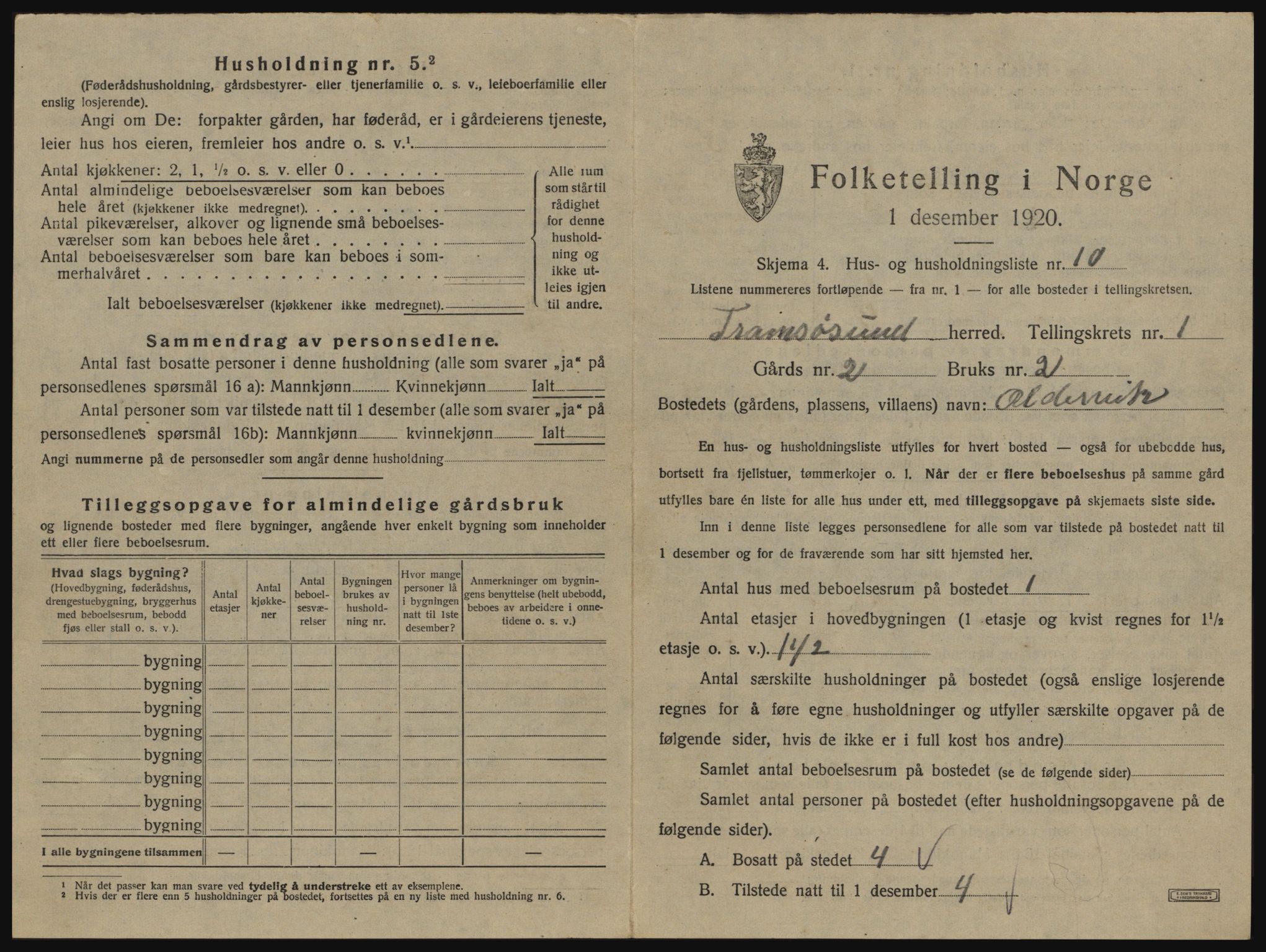 SATØ, 1920 census for Tromsøysund, 1920, p. 122