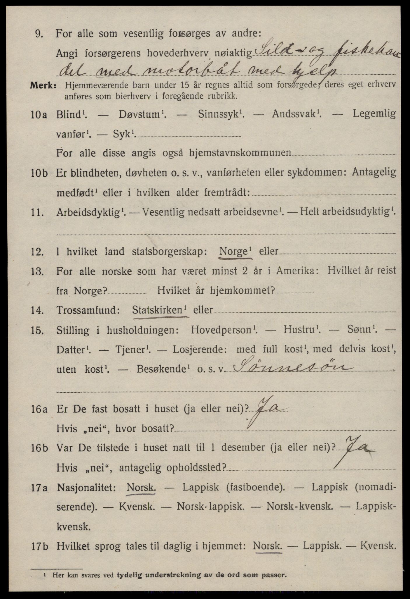 SAT, 1920 census for Ørland, 1920, p. 1354