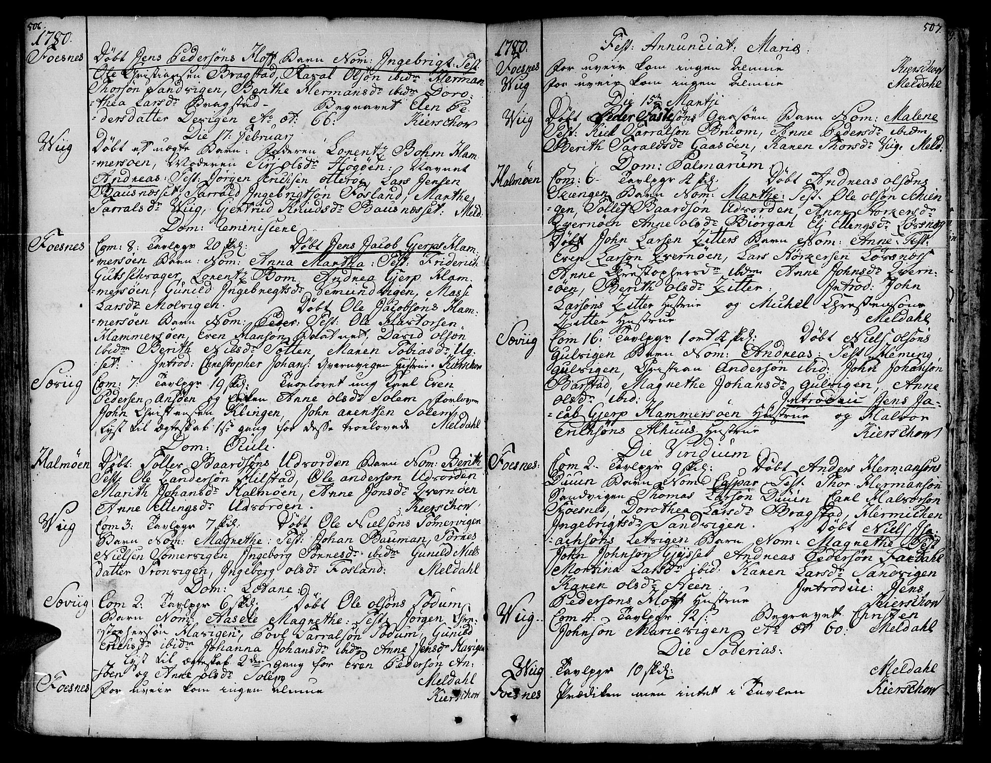Ministerialprotokoller, klokkerbøker og fødselsregistre - Nord-Trøndelag, SAT/A-1458/773/L0607: Parish register (official) no. 773A01, 1751-1783, p. 506-507