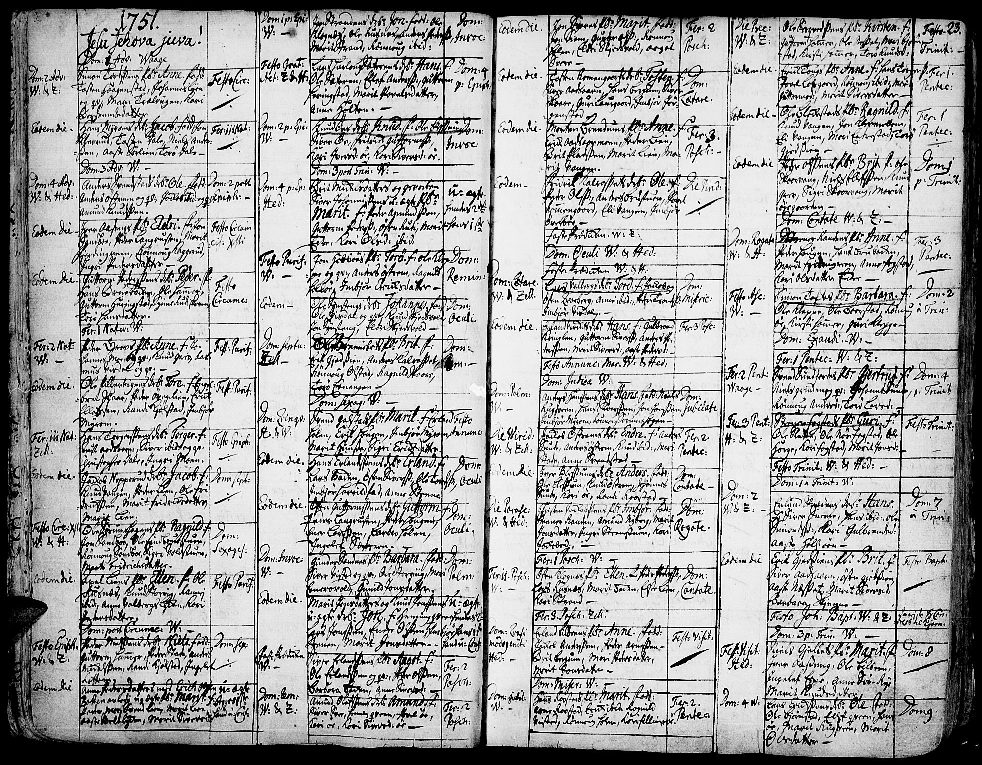 Vågå prestekontor, SAH/PREST-076/H/Ha/Haa/L0001: Parish register (official) no. 1, 1739-1810, p. 23