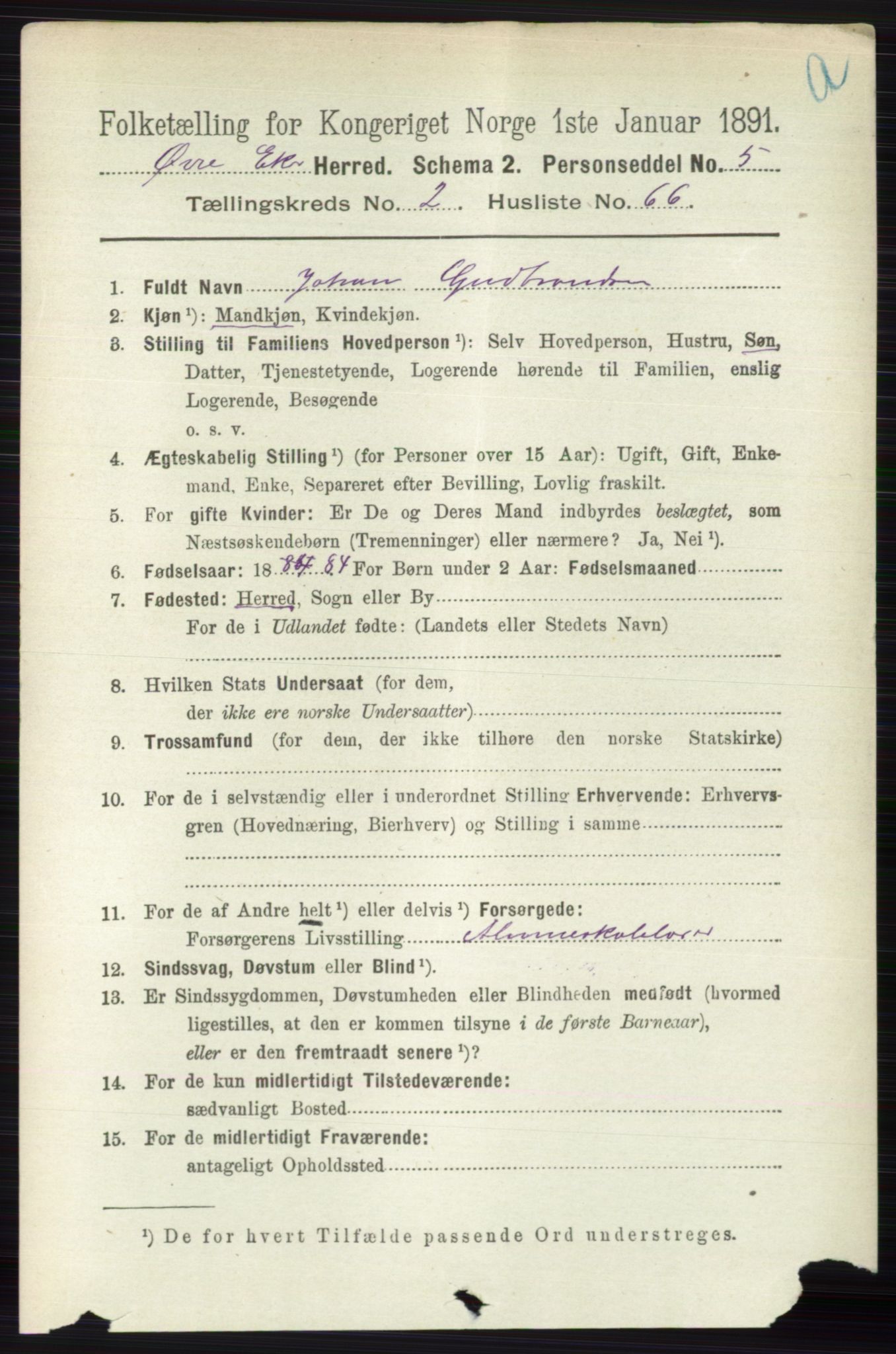 RA, 1891 census for 0624 Øvre Eiker, 1891, p. 918