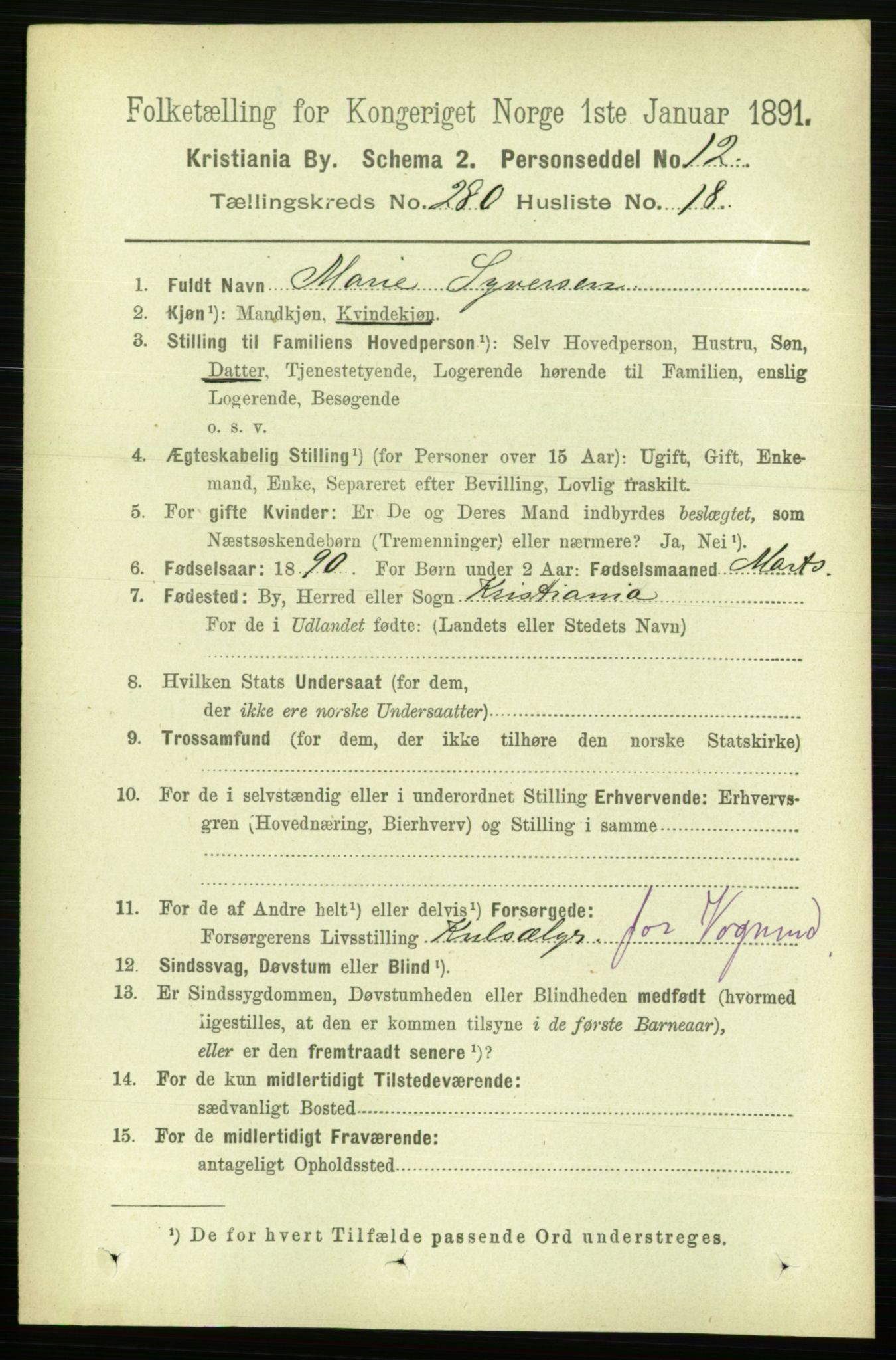 RA, 1891 census for 0301 Kristiania, 1891, p. 170589