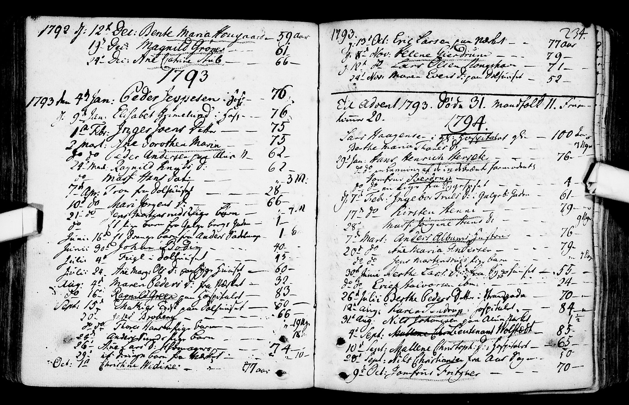 Gamlebyen prestekontor Kirkebøker, SAO/A-10884/F/Fa/L0001: Parish register (official) no. 1, 1734-1818, p. 234