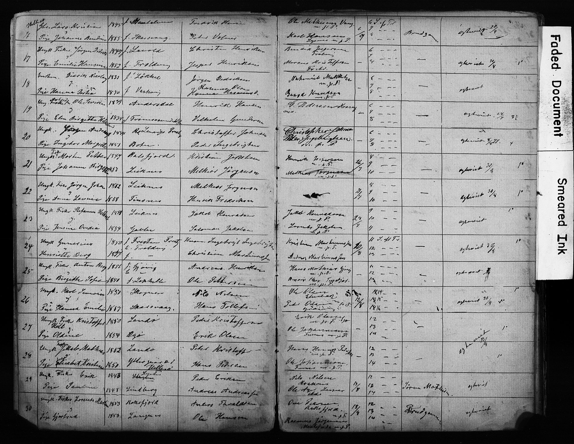 Lenvik sokneprestembete, AV/SATØ-S-1310/I/Ie/L0095: Banns register no. 95, 1868-1890