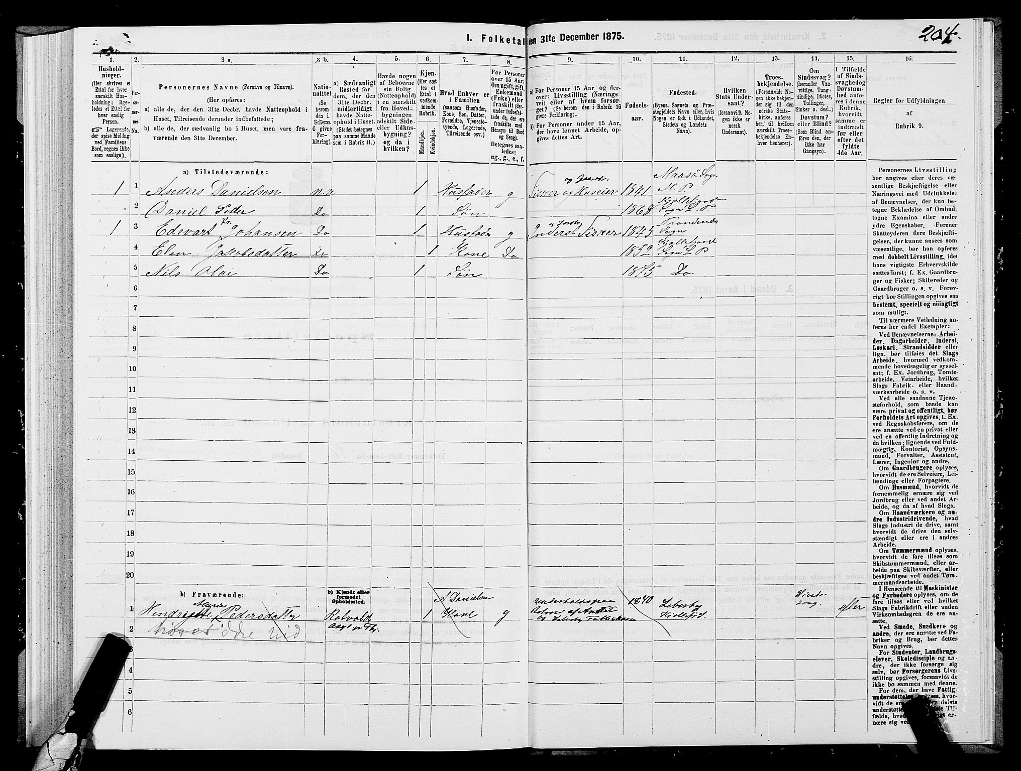 SATØ, 1875 census for 2022P Lebesby, 1875, p. 1204