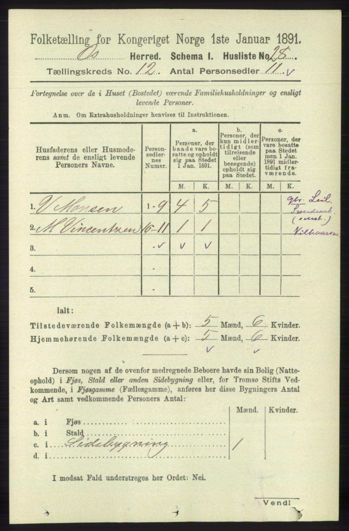 RA, 1891 census for 1243 Os, 1891, p. 2725