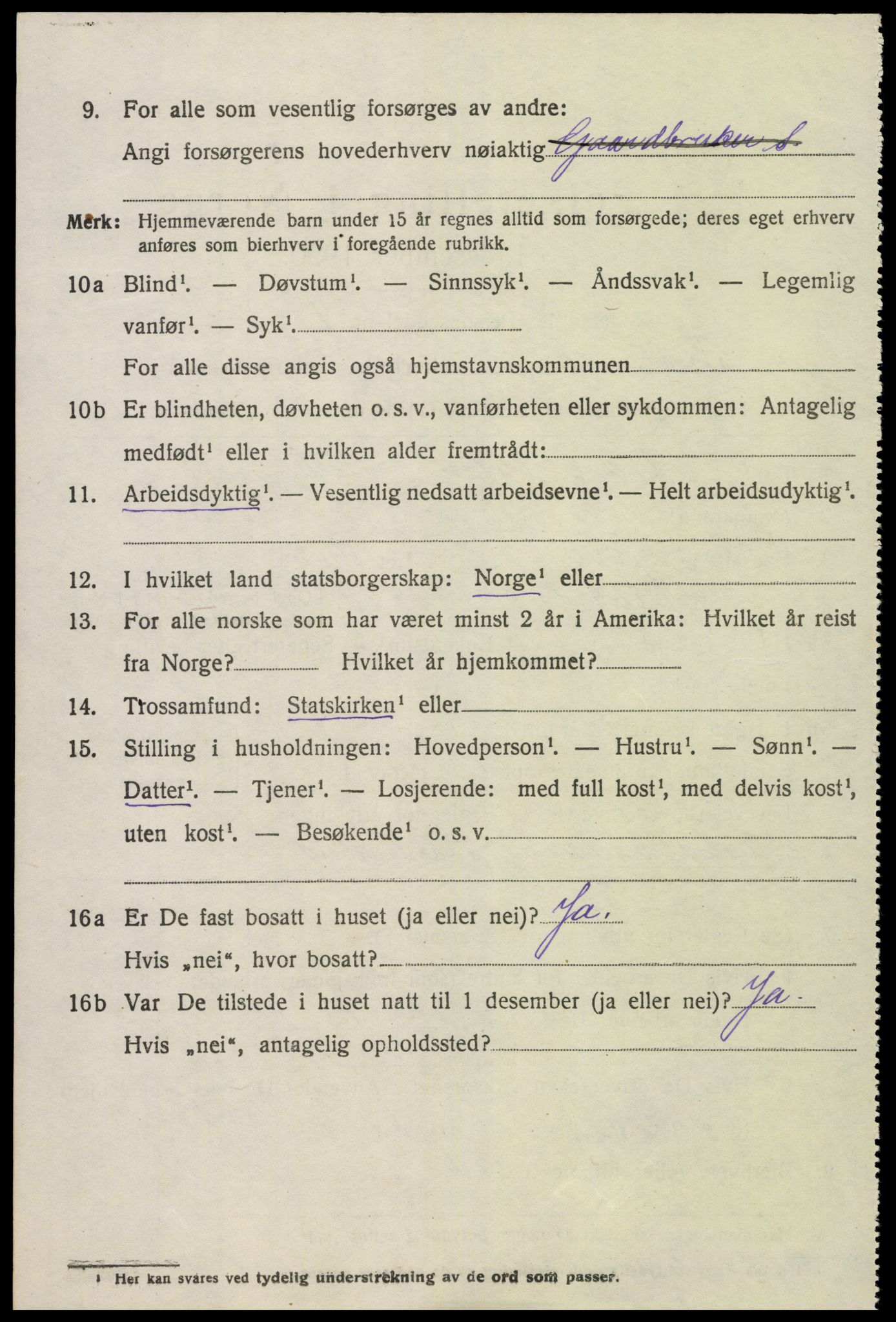 SAK, 1920 census for Froland, 1920, p. 4036