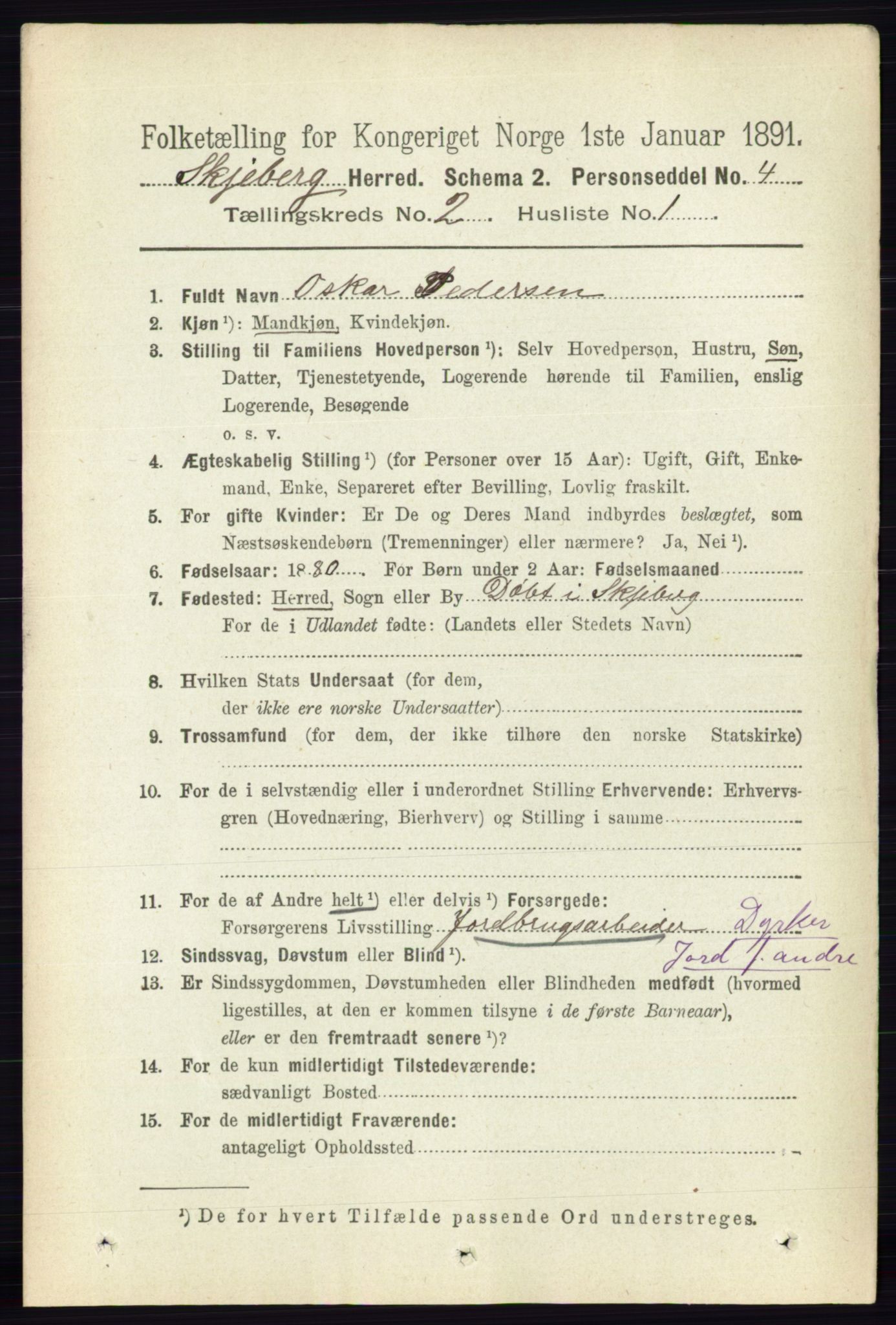 RA, 1891 census for 0115 Skjeberg, 1891, p. 912