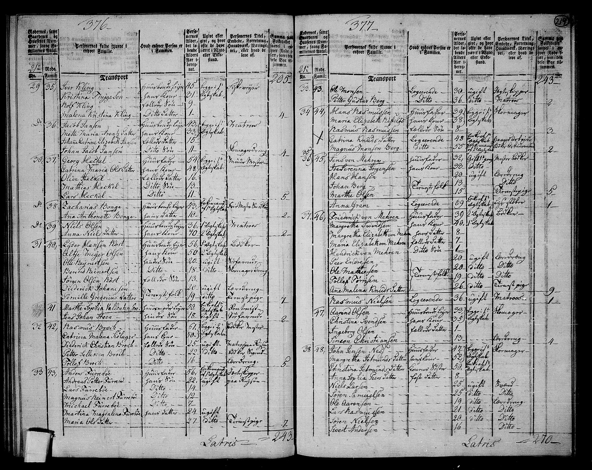 RA, 1801 census for 1301 Bergen, 1801, p. 218b-219a
