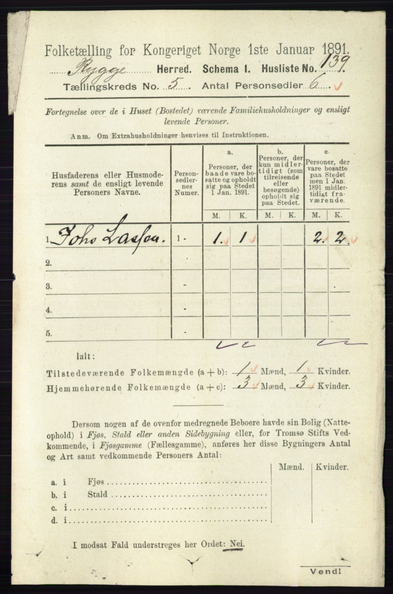 RA, 1891 census for 0136 Rygge, 1891, p. 2825