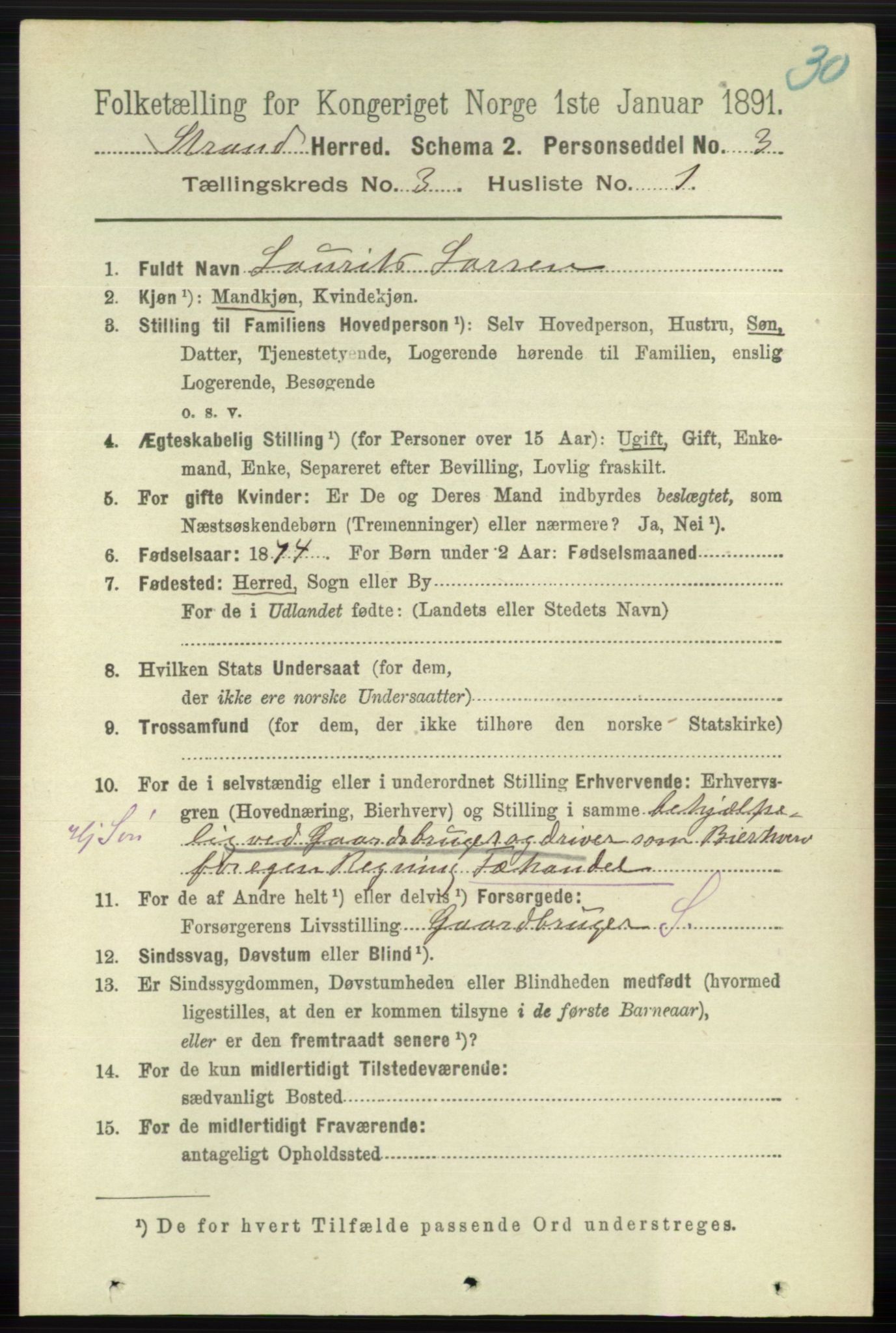 RA, 1891 census for 1130 Strand, 1891, p. 738