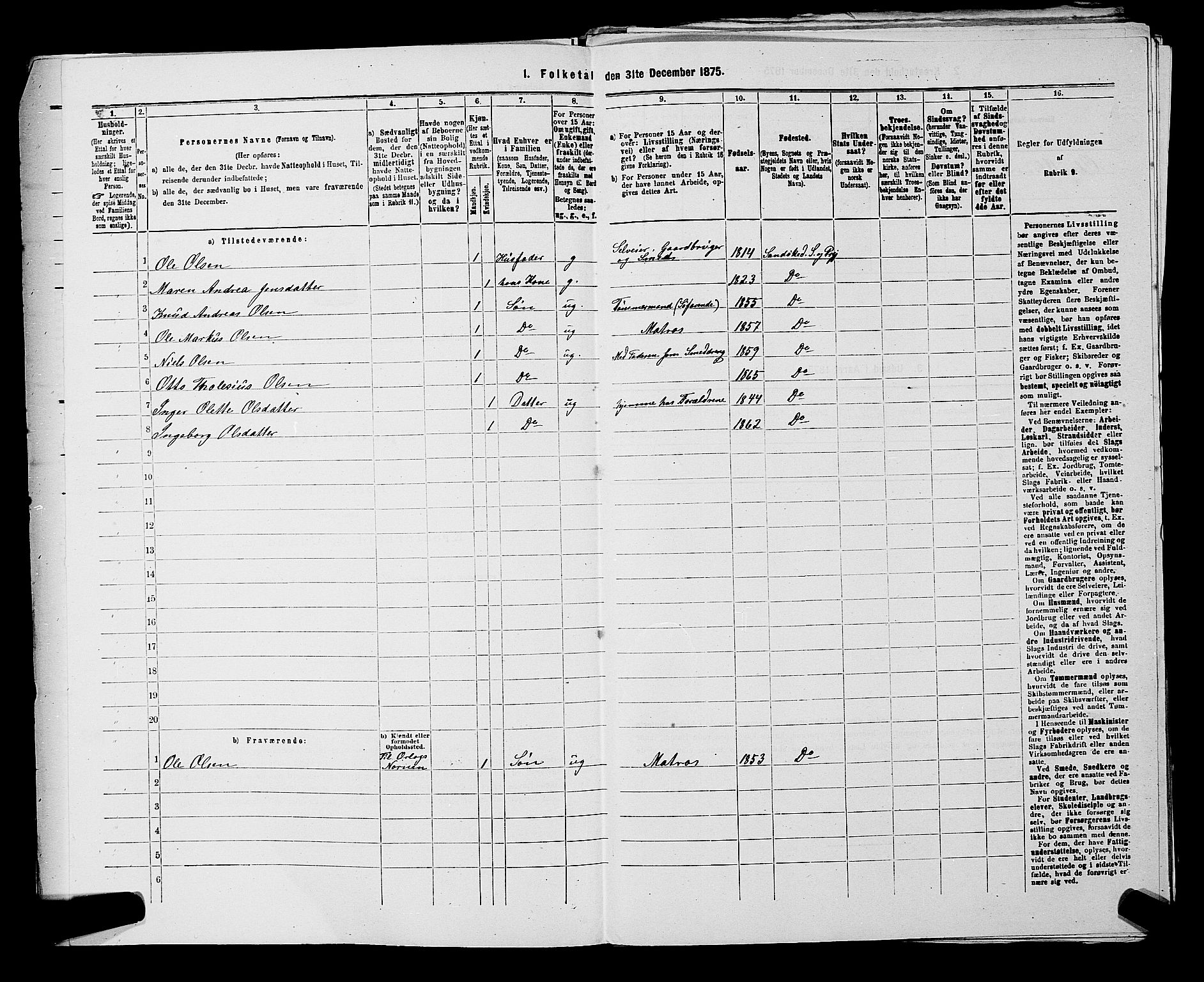 SAKO, 1875 census for 0816P Sannidal, 1875, p. 550