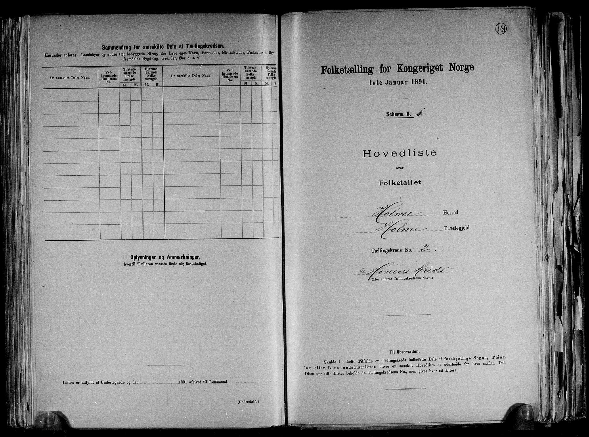 RA, 1891 census for 1020 Holum, 1891, p. 9