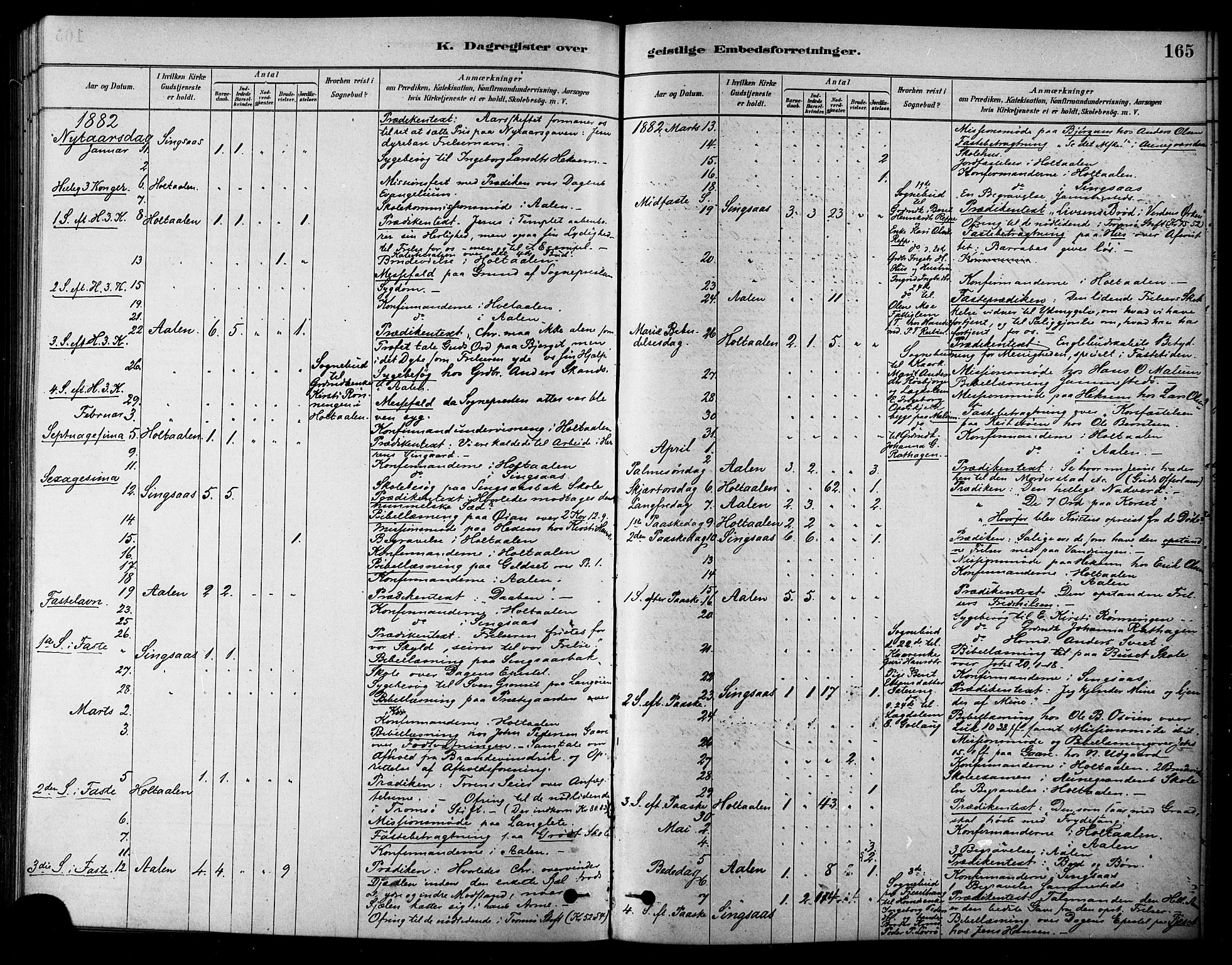Ministerialprotokoller, klokkerbøker og fødselsregistre - Sør-Trøndelag, SAT/A-1456/685/L0972: Parish register (official) no. 685A09, 1879-1890, p. 165
