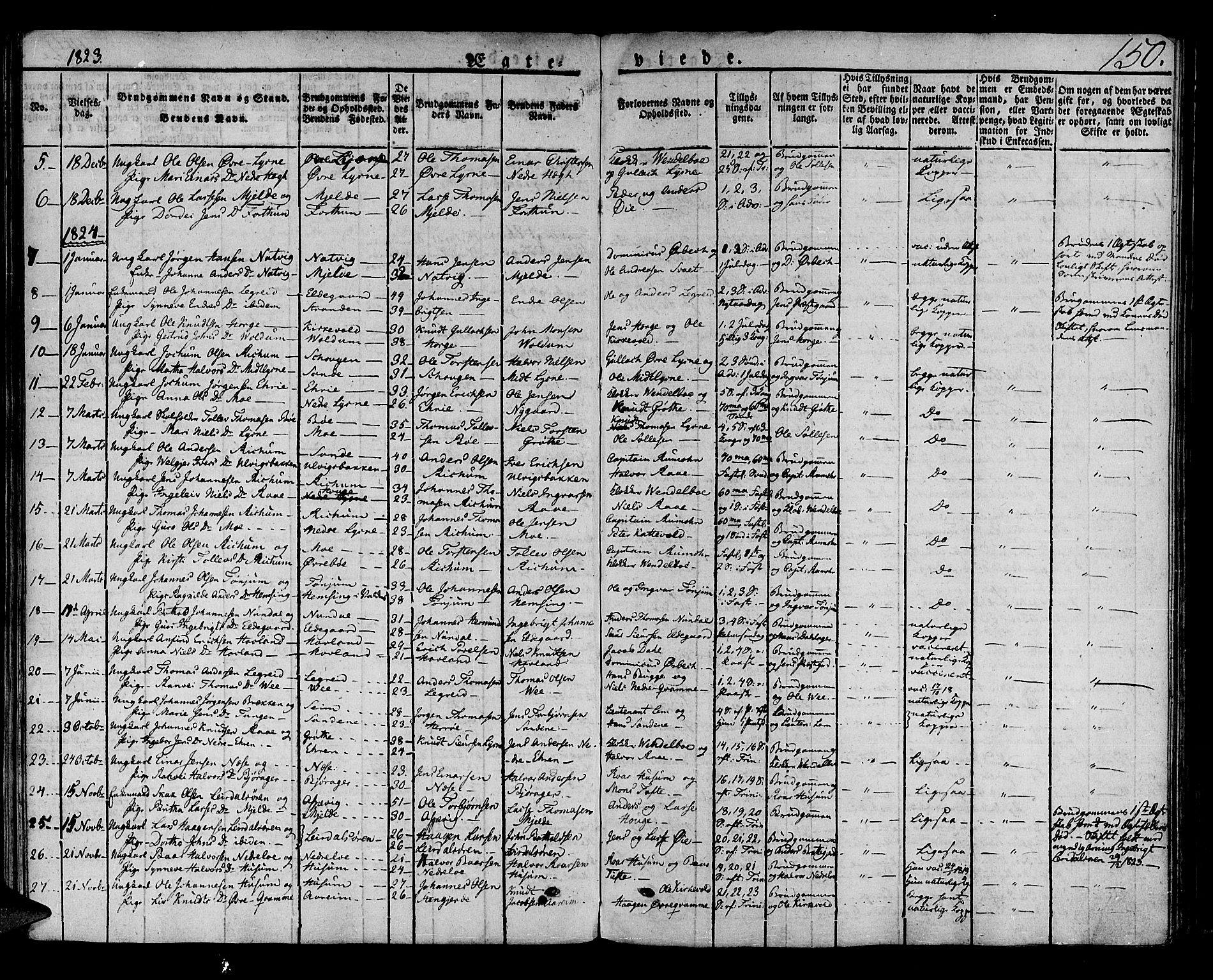 Lærdal sokneprestembete, SAB/A-81201: Parish register (official) no. A 5, 1822-1834, p. 150