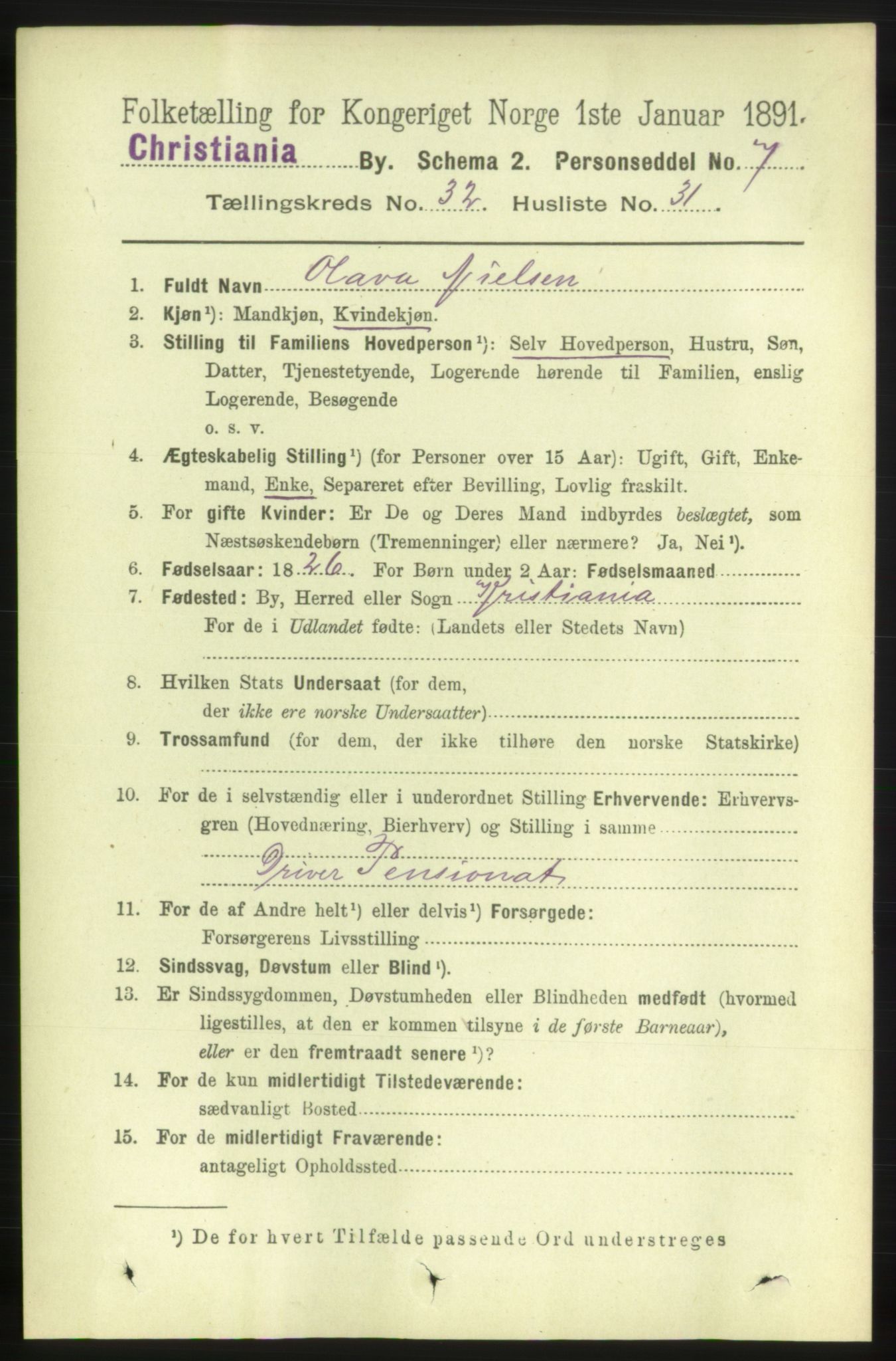 RA, 1891 census for 0301 Kristiania, 1891, p. 17452