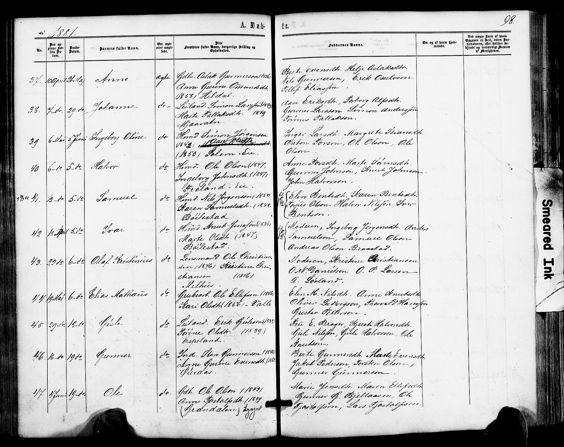 Froland sokneprestkontor, AV/SAK-1111-0013/F/Fa/L0003: Parish register (official) no. A 3, 1864-1881, p. 98