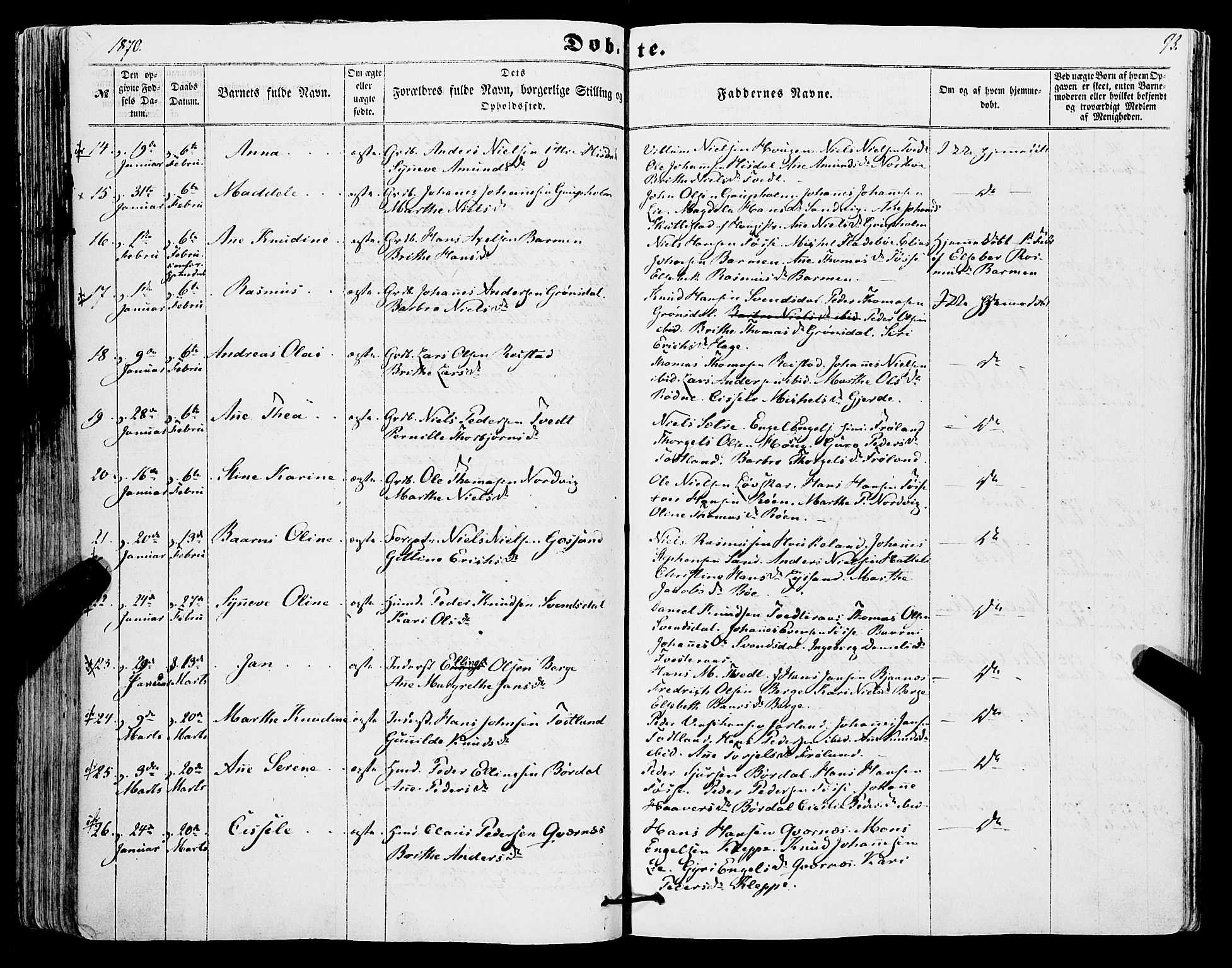 Os sokneprestembete, AV/SAB-A-99929: Parish register (official) no. A 17, 1860-1873, p. 93