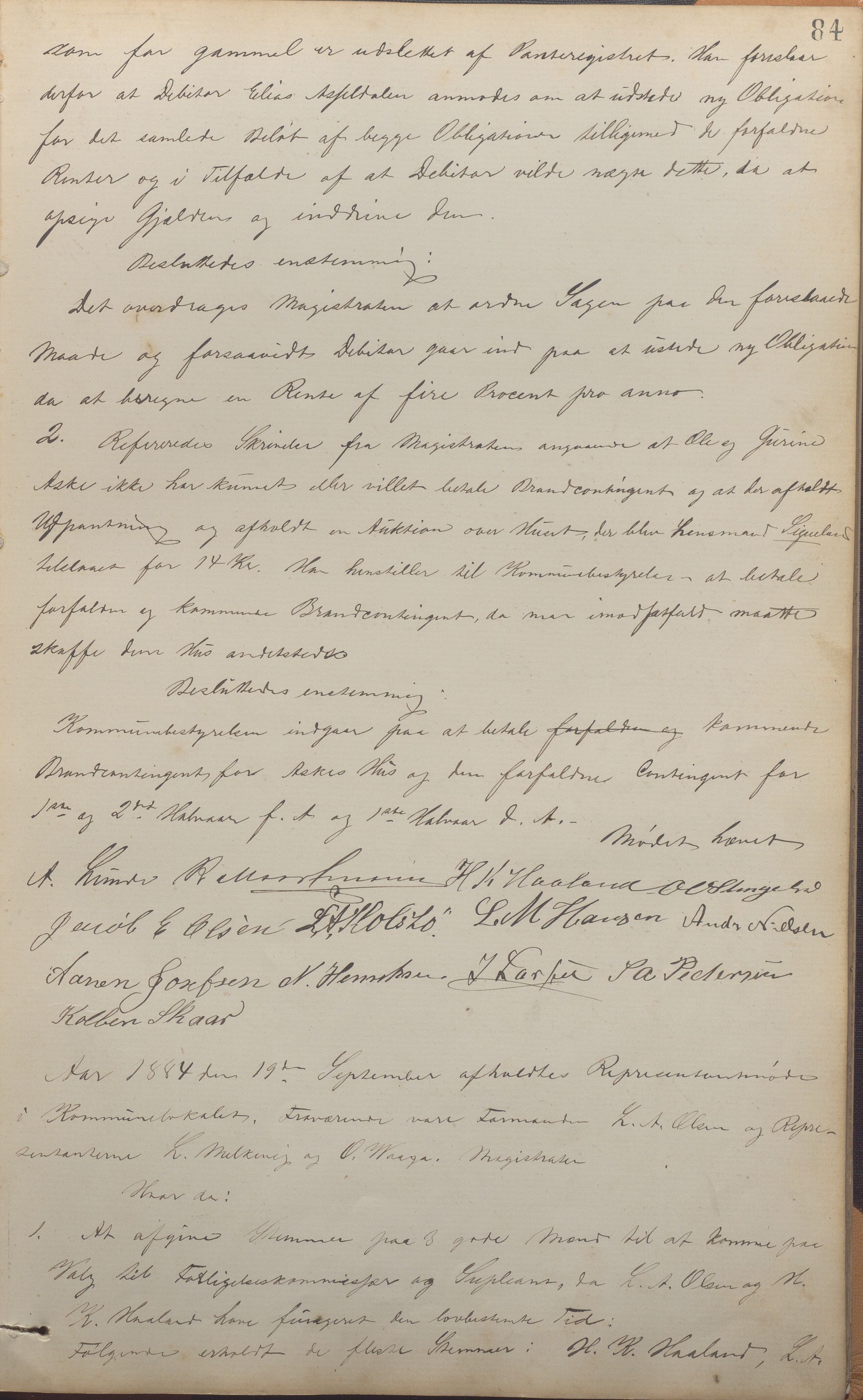 Kopervik Kommune - Formannskapet og Bystyret, IKAR/K-102468/A/Aa/L0002: Møtebok, 1874-1894, p. 84a