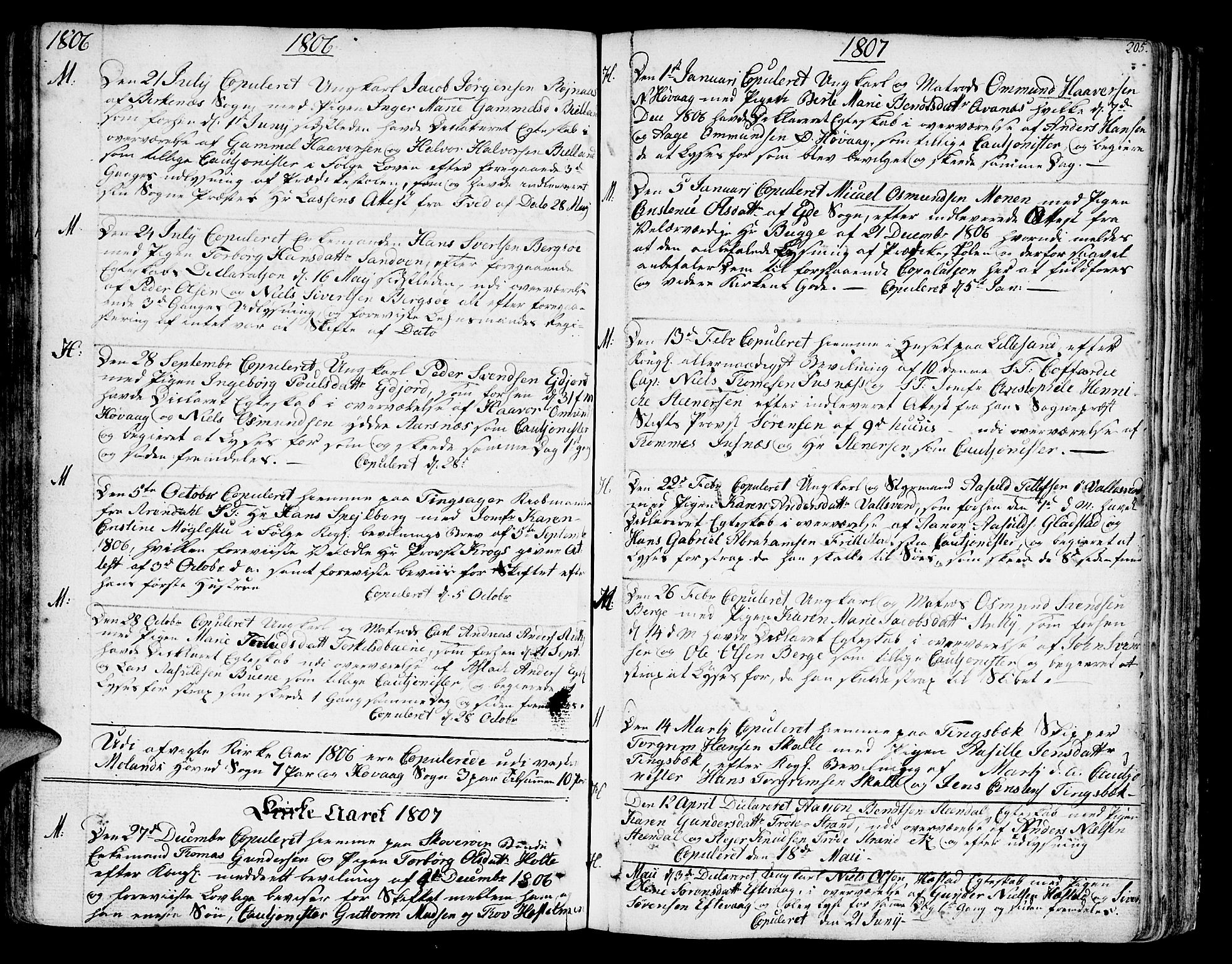Vestre Moland sokneprestkontor, SAK/1111-0046/F/Fa/Fab/L0002: Parish register (official) no. A 2, 1760-1816, p. 205