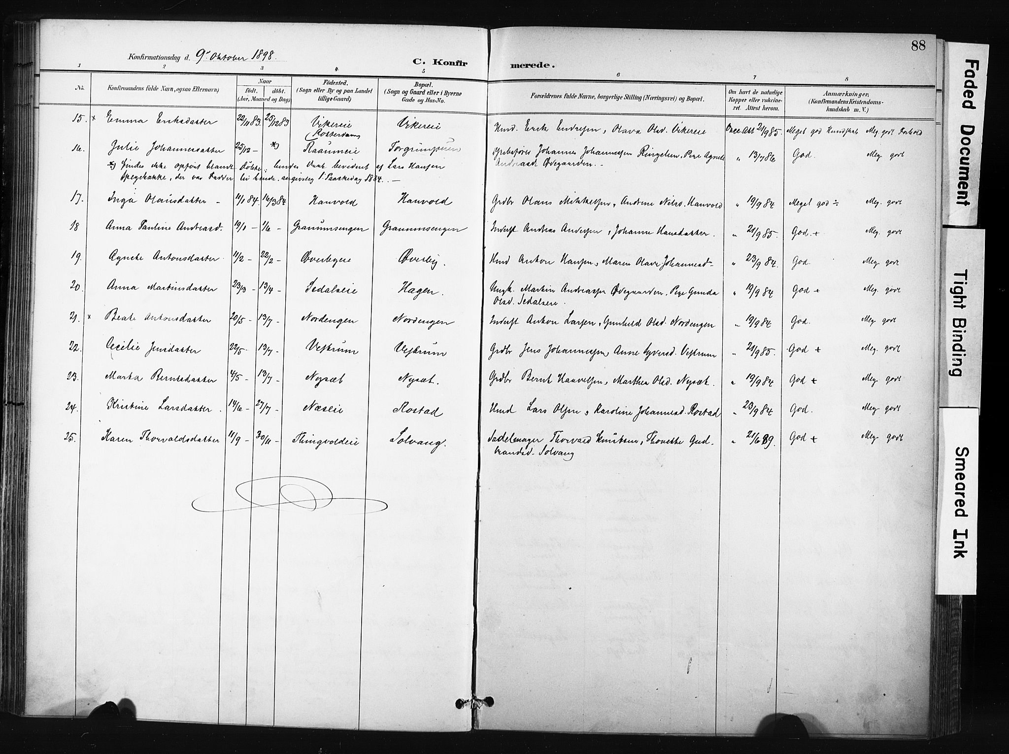 Søndre Land prestekontor, SAH/PREST-122/K/L0004: Parish register (official) no. 4, 1895-1904, p. 88