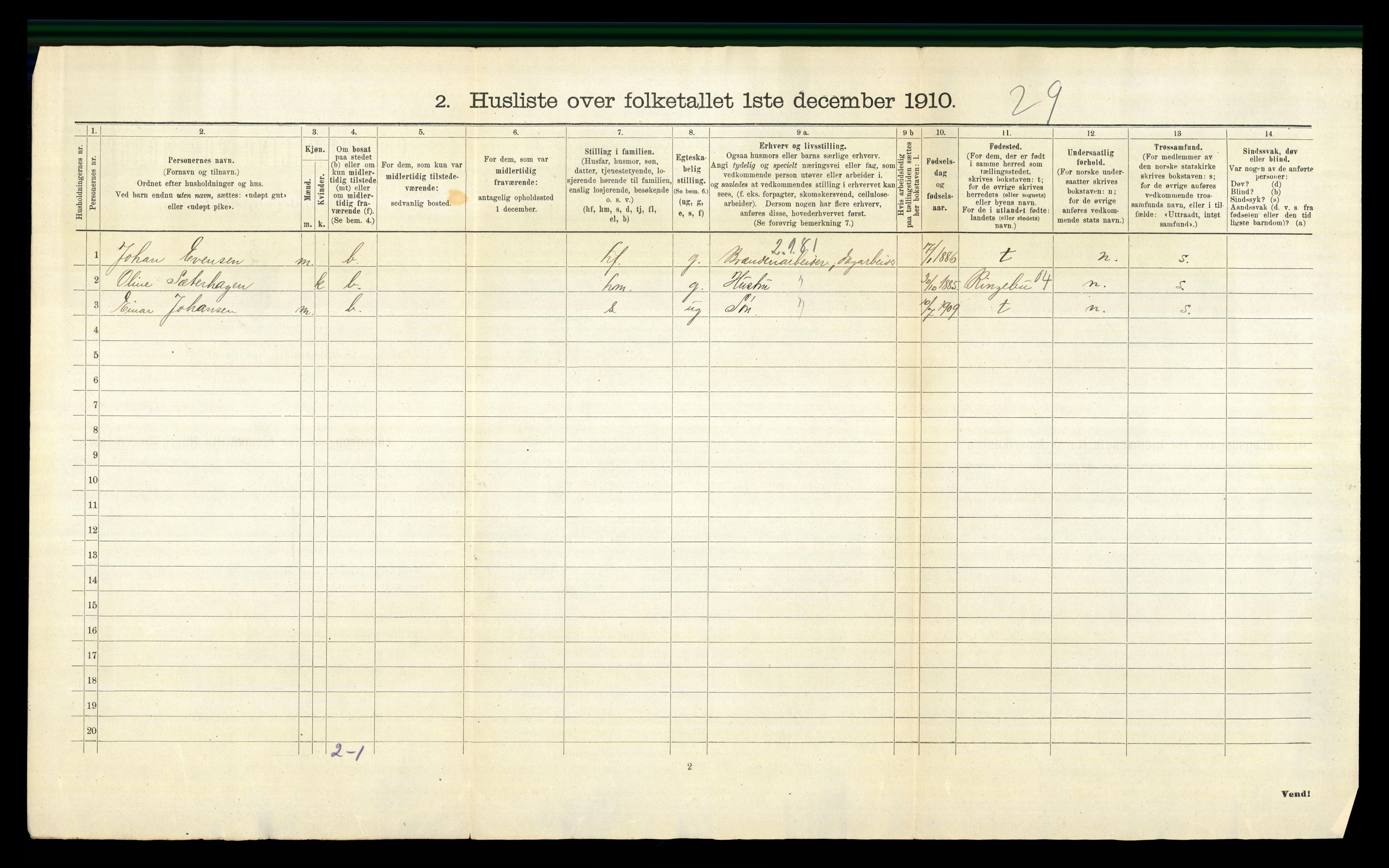 RA, 1910 census for Stange, 1910, p. 75