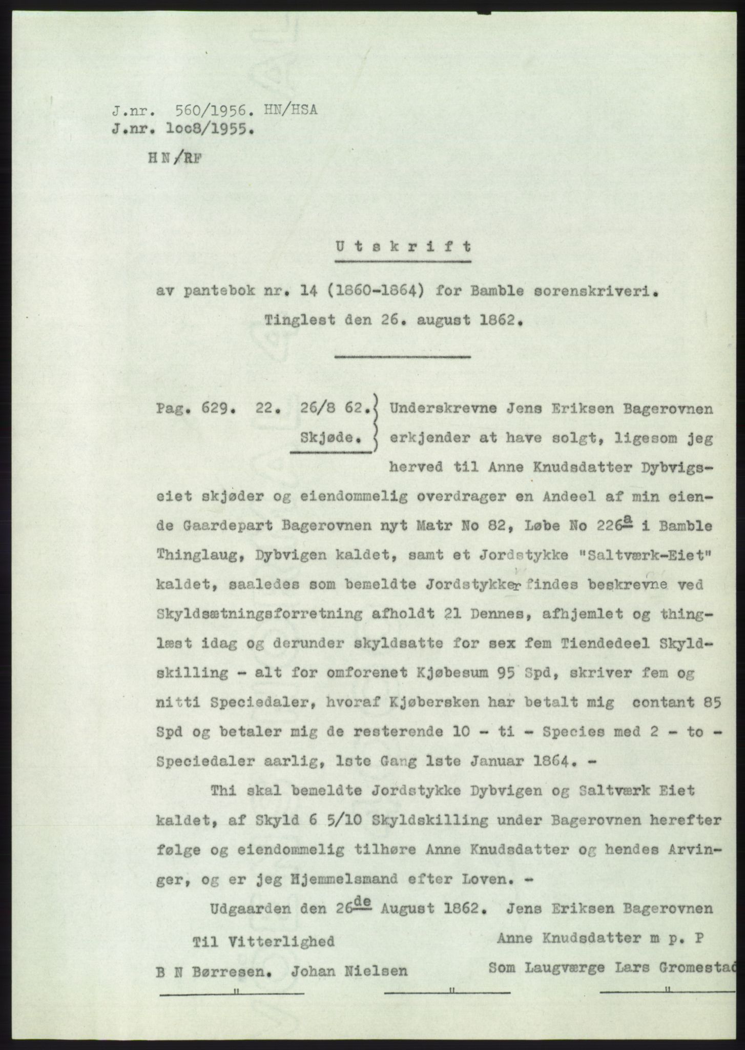 Statsarkivet i Kongsberg, SAKO/A-0001, 1955, p. 254
