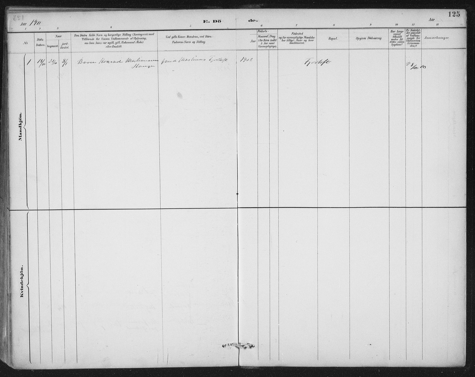 Ministerialprotokoller, klokkerbøker og fødselsregistre - Møre og Romsdal, SAT/A-1454/538/L0522: Parish register (official) no. 538A01, 1884-1913, p. 125