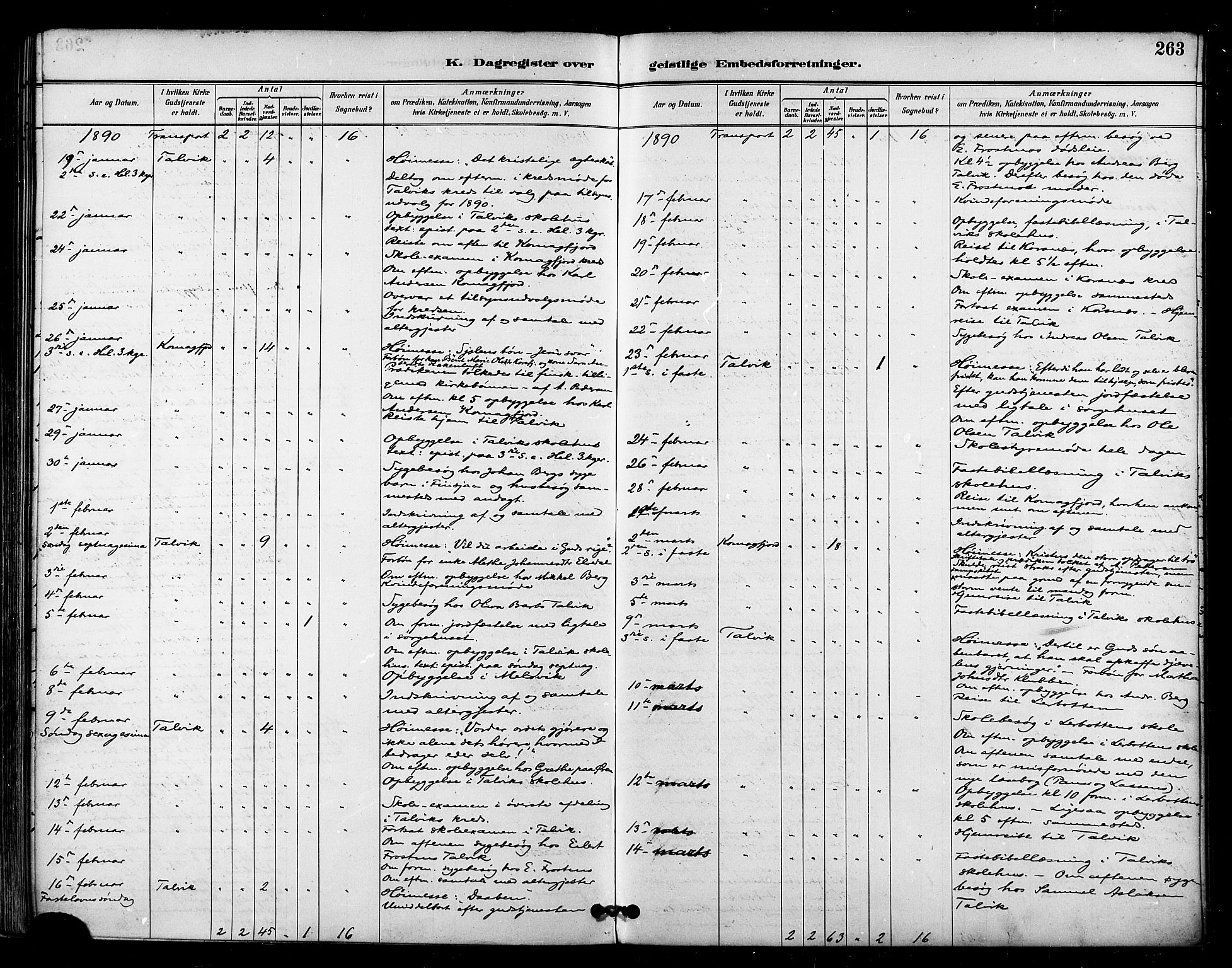 Talvik sokneprestkontor, AV/SATØ-S-1337/H/Ha/L0013kirke: Parish register (official) no. 13, 1886-1897, p. 263