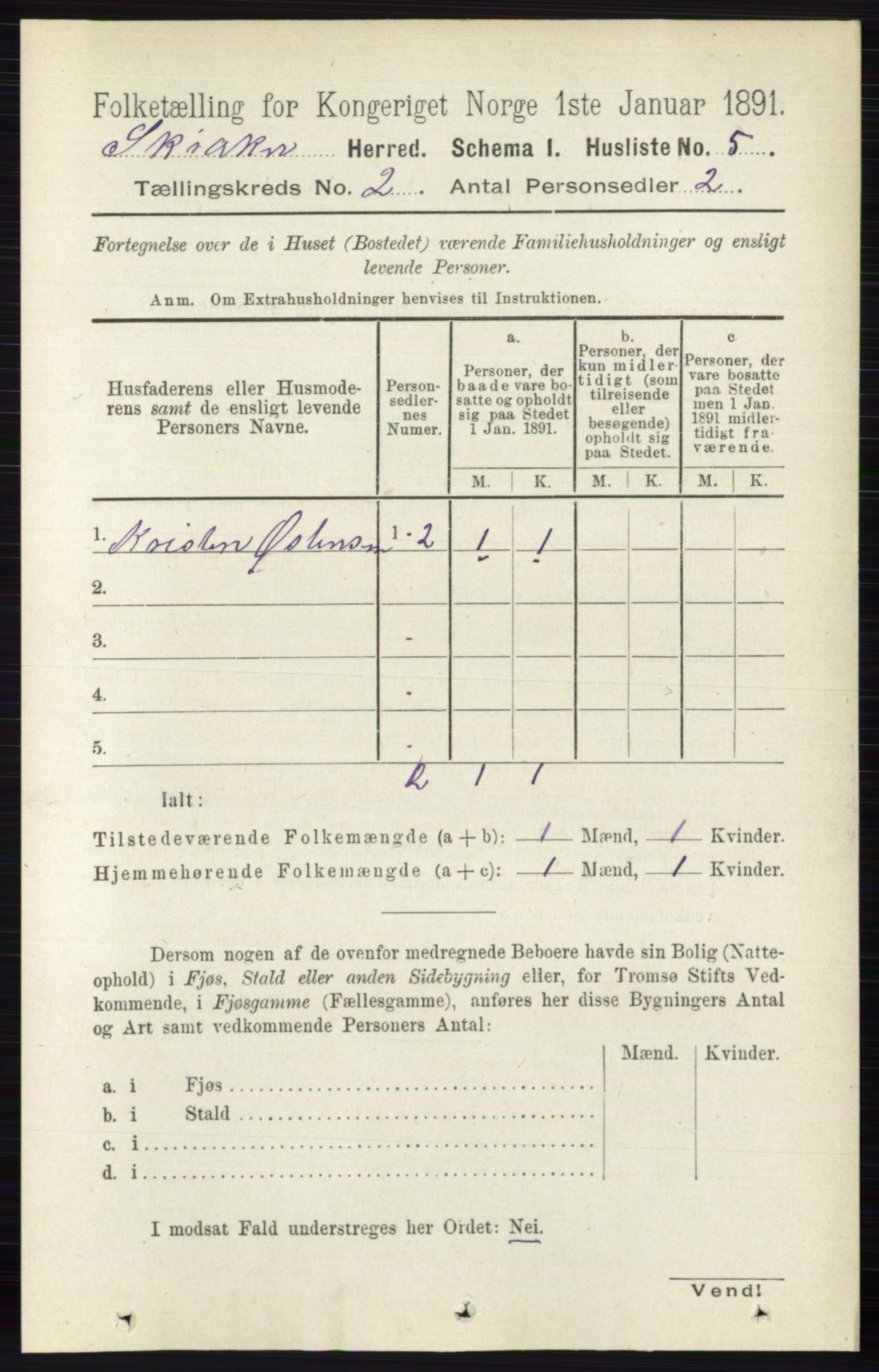 RA, 1891 census for 0513 Skjåk, 1891, p. 478