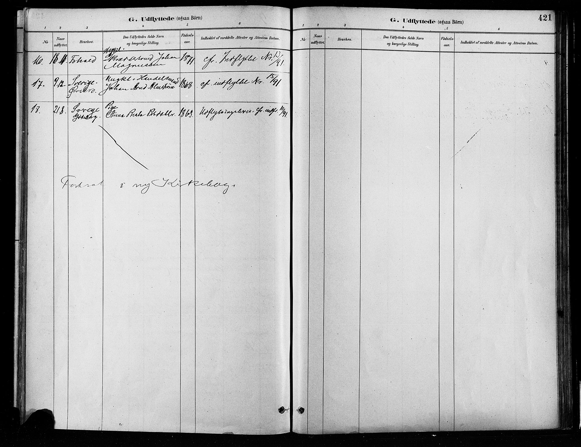 Grønland prestekontor Kirkebøker, SAO/A-10848/F/Fa/L0008: Parish register (official) no. 8, 1881-1893, p. 421