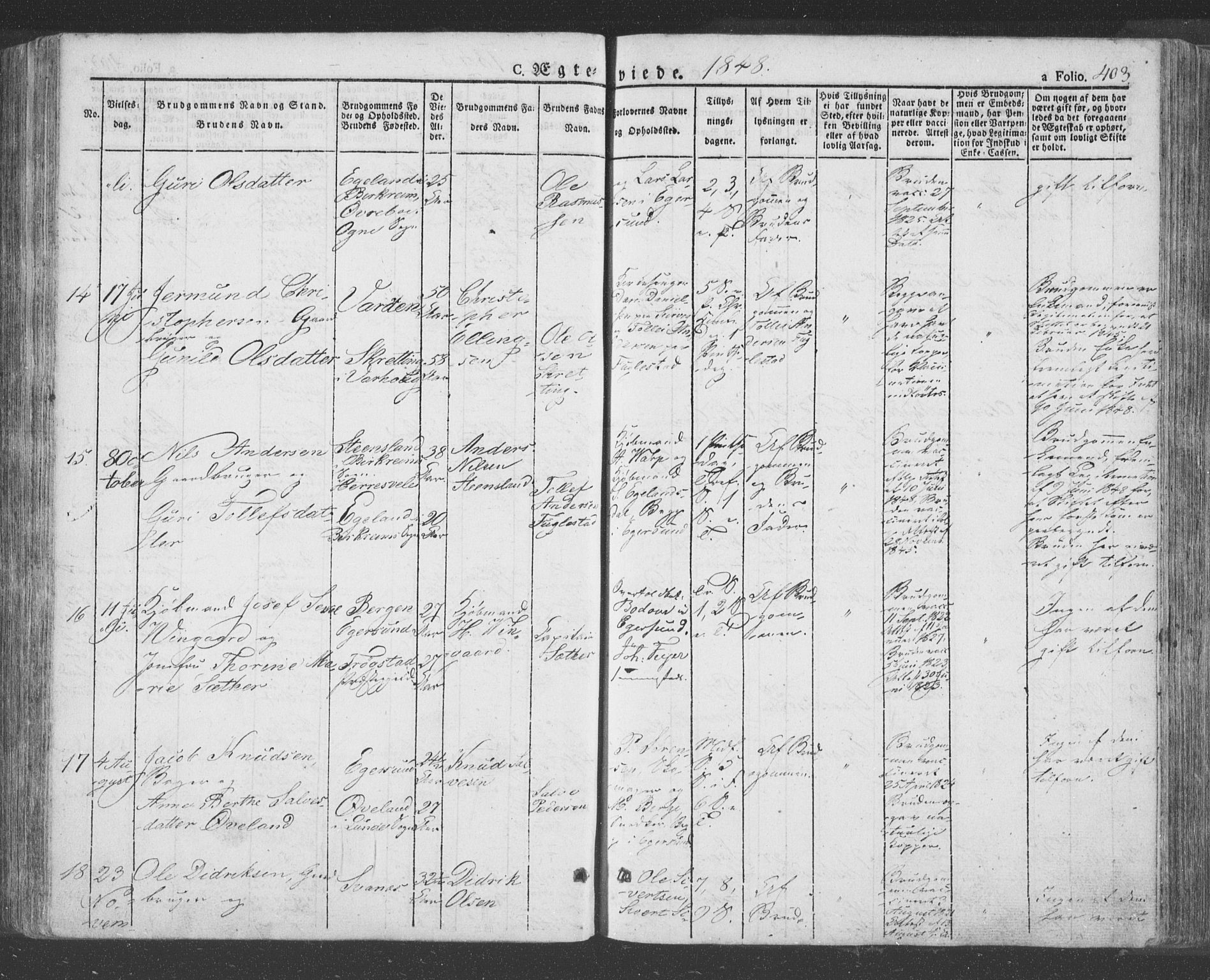 Eigersund sokneprestkontor, AV/SAST-A-101807/S08/L0009: Parish register (official) no. A 9, 1827-1850, p. 403