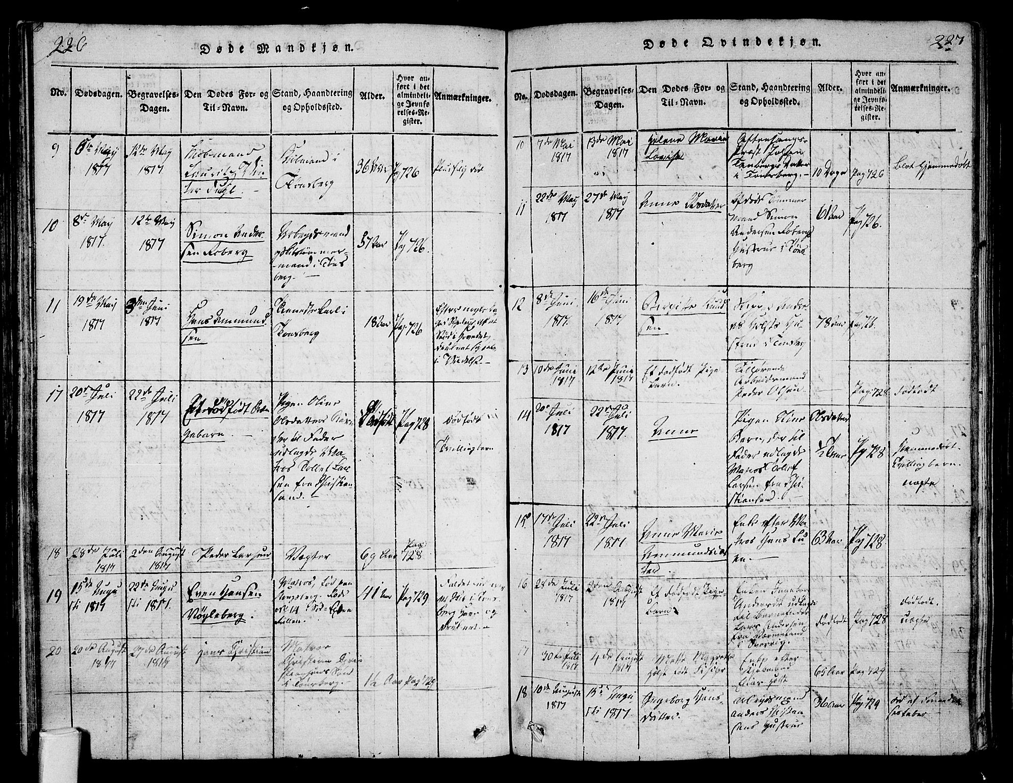 Tønsberg kirkebøker, SAKO/A-330/F/Fa/L0004: Parish register (official) no. I 4, 1813-1826, p. 226-227